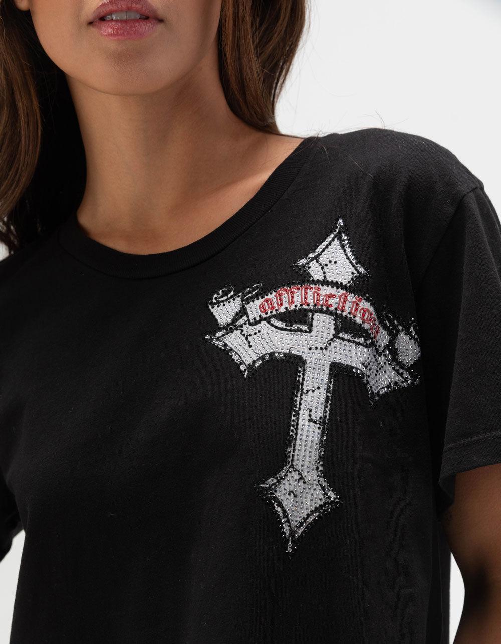 AFFLICTION Live Womens Crop Tee - BLACK Product Image