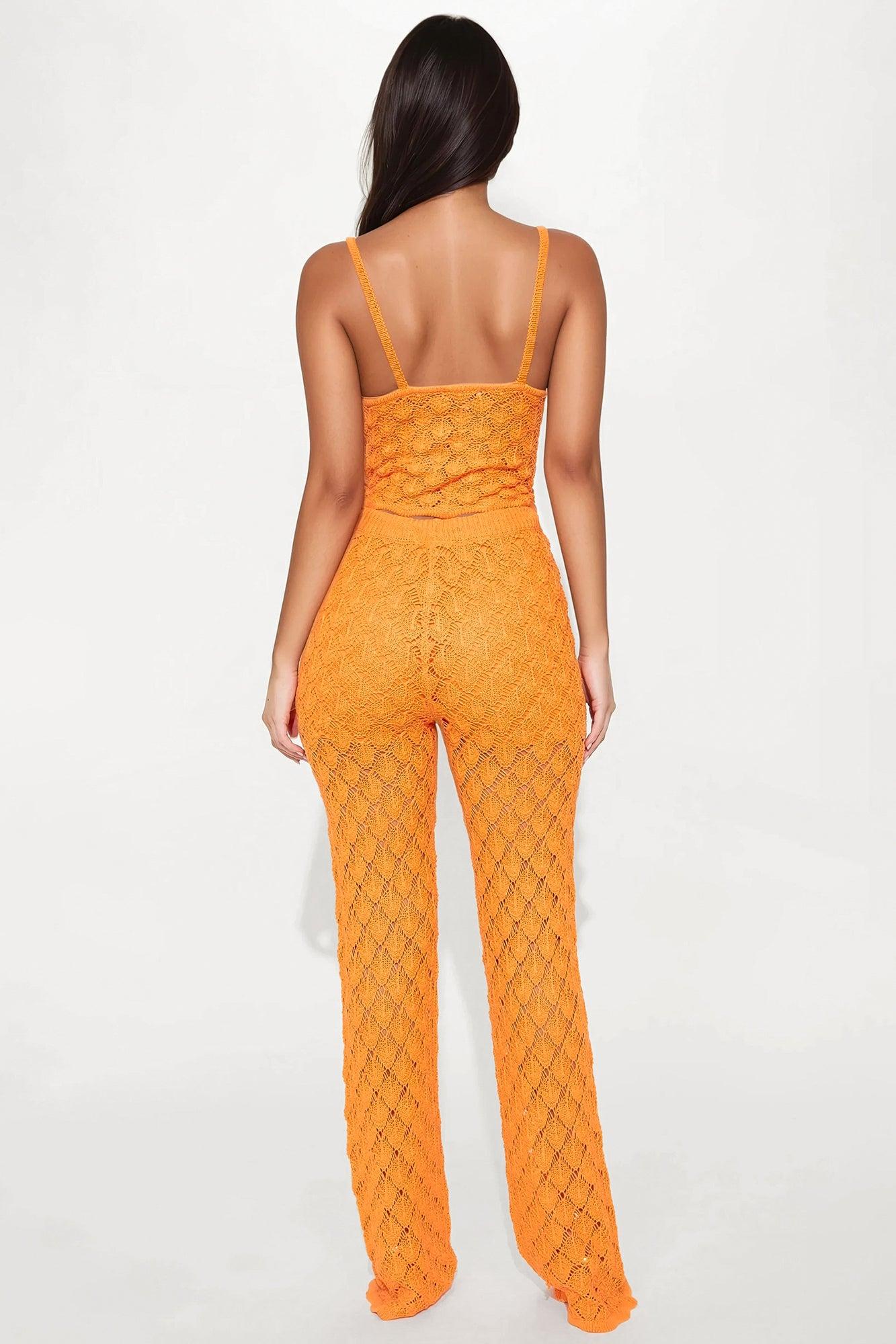 Playa Tulum Crochet Pant Set - Orange Product Image