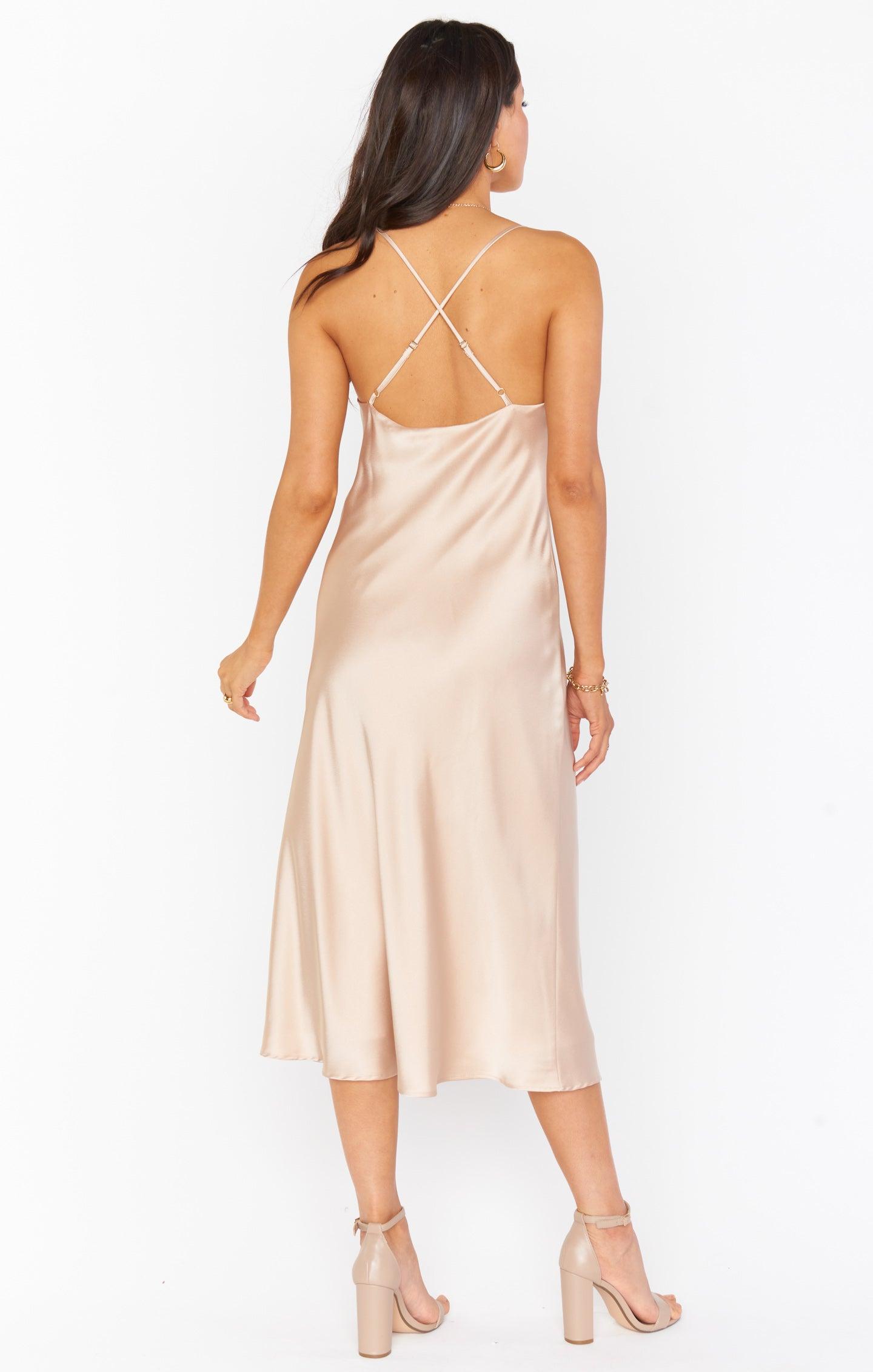 Verona Cowl Dress ~ Champagne Luxe Satin Product Image
