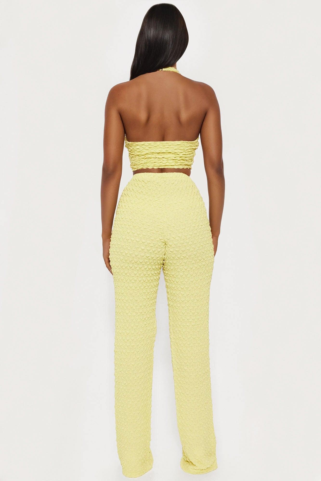 Alana Textured Halter Pant Set - Chartreuse Female Product Image