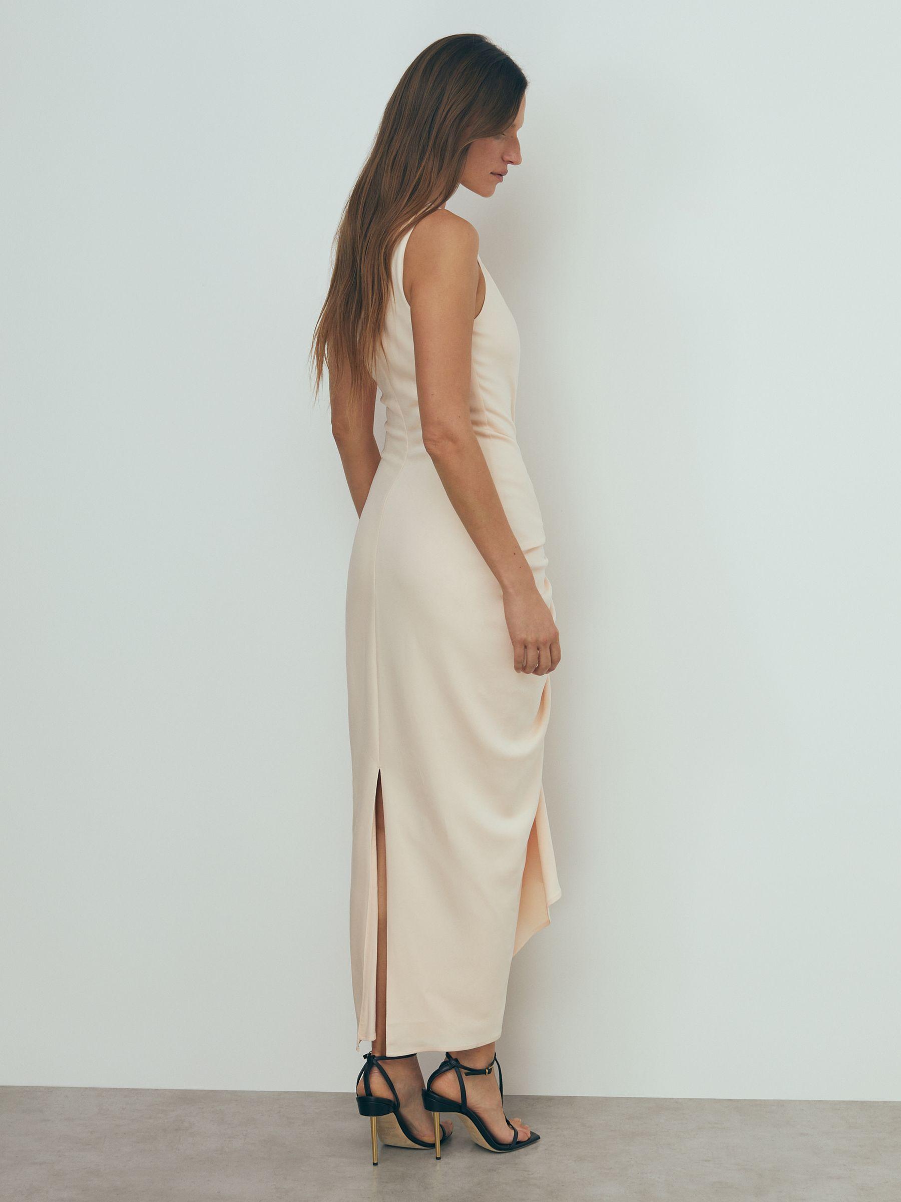 Atelier Ruched Bodycon Midi Dress in Blush Product Image
