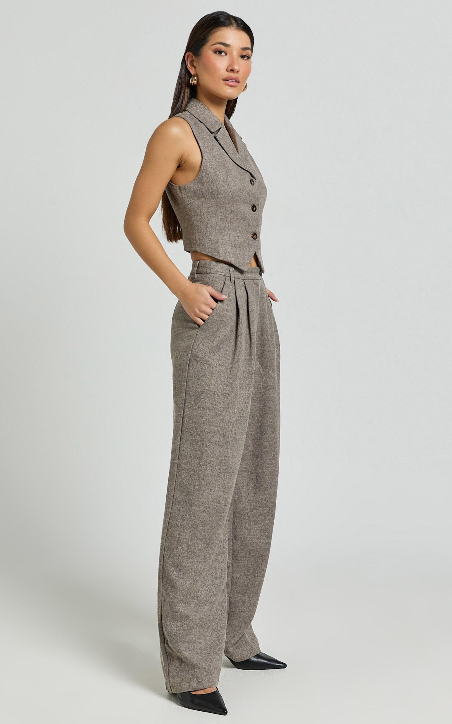 Andie Vest - Button Through Collared Vest in Grey Product Image