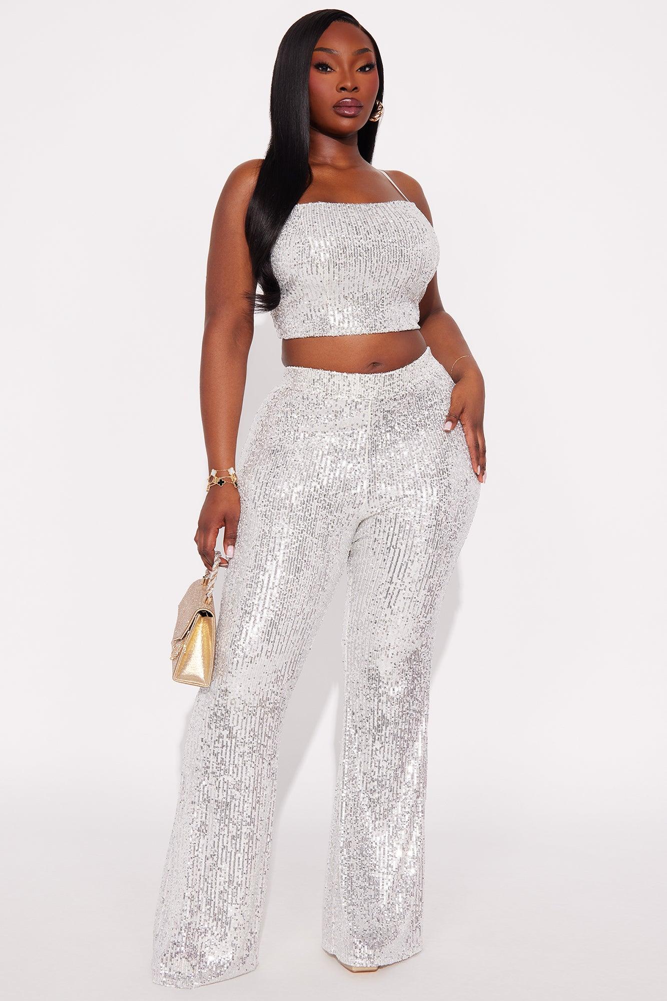 Spotlight Ready Sequin Pant Set - Silver Female Product Image