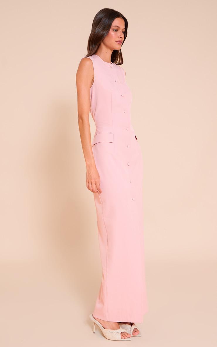 Light Pink Woven Button Maxi Dress Product Image