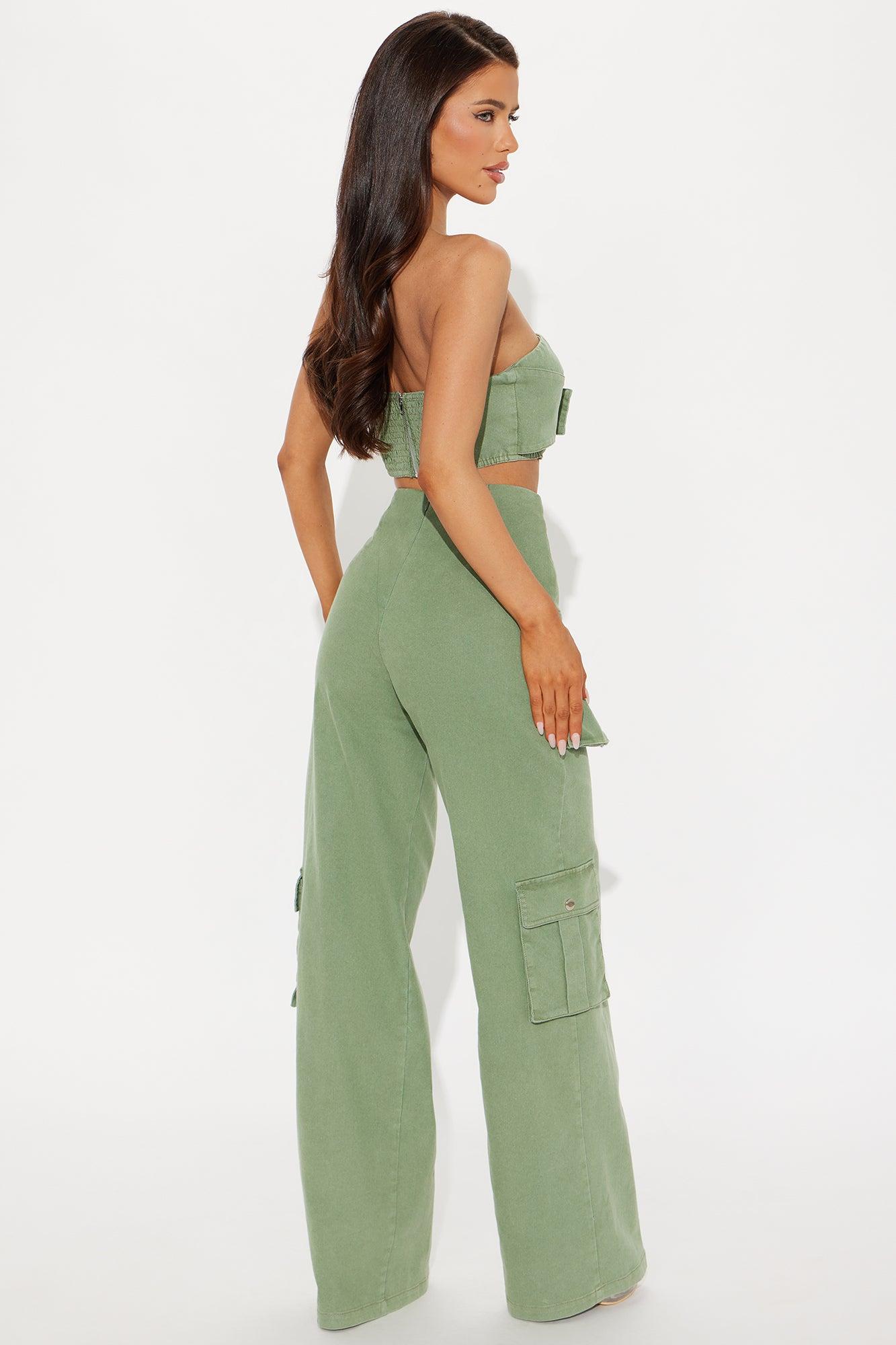 Janine Denim Pant Set - Green Product Image