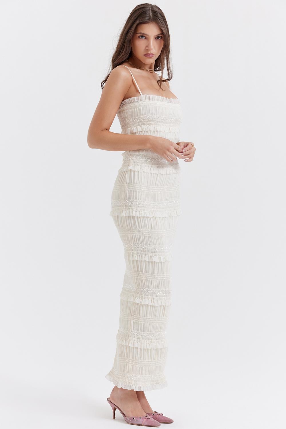 Solana  ivory sequin pleat maxi dress Product Image