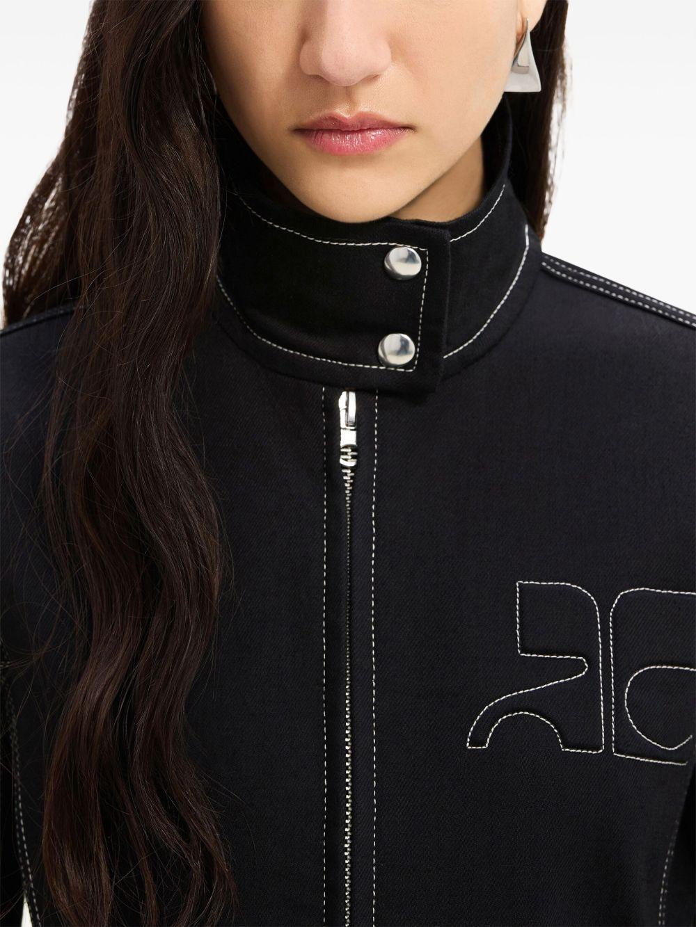 topstitched denim biker jacket  Product Image