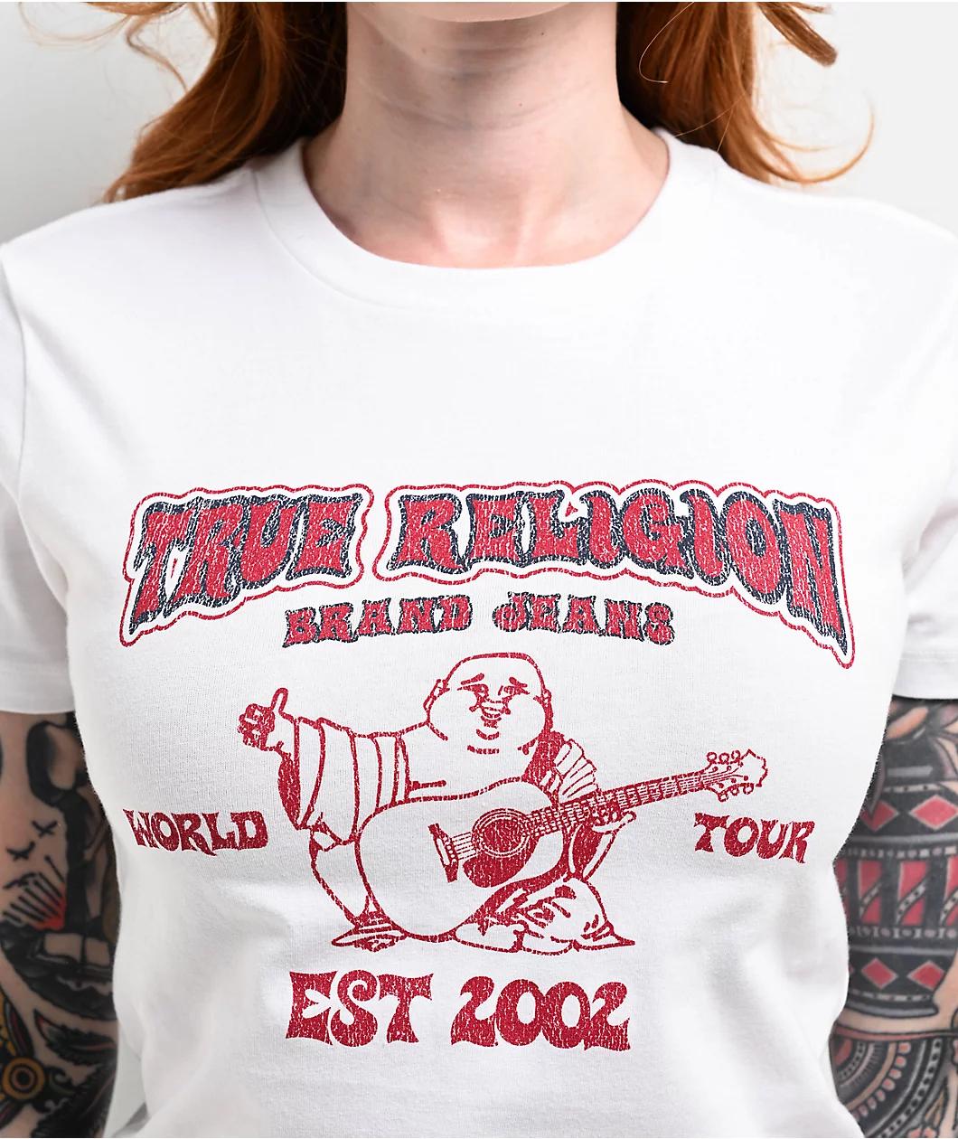 True Religion Heritage White Crop T-Shirt Product Image
