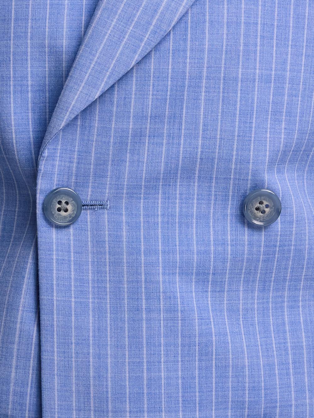 Wool Blend Pindstripe Single Pleat Suit Pant - Blue Product Image