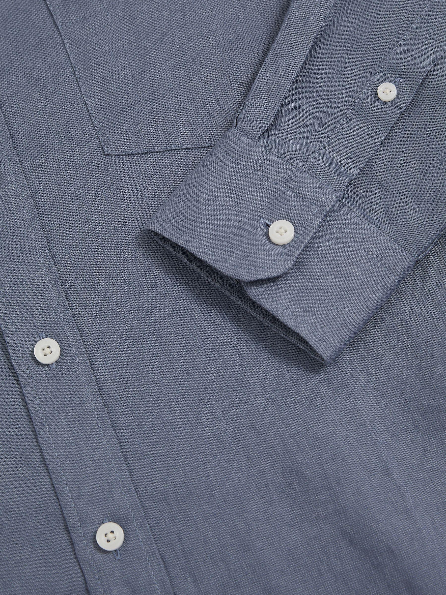 Linen Button-Through Shirt in Airforce Blue Product Image