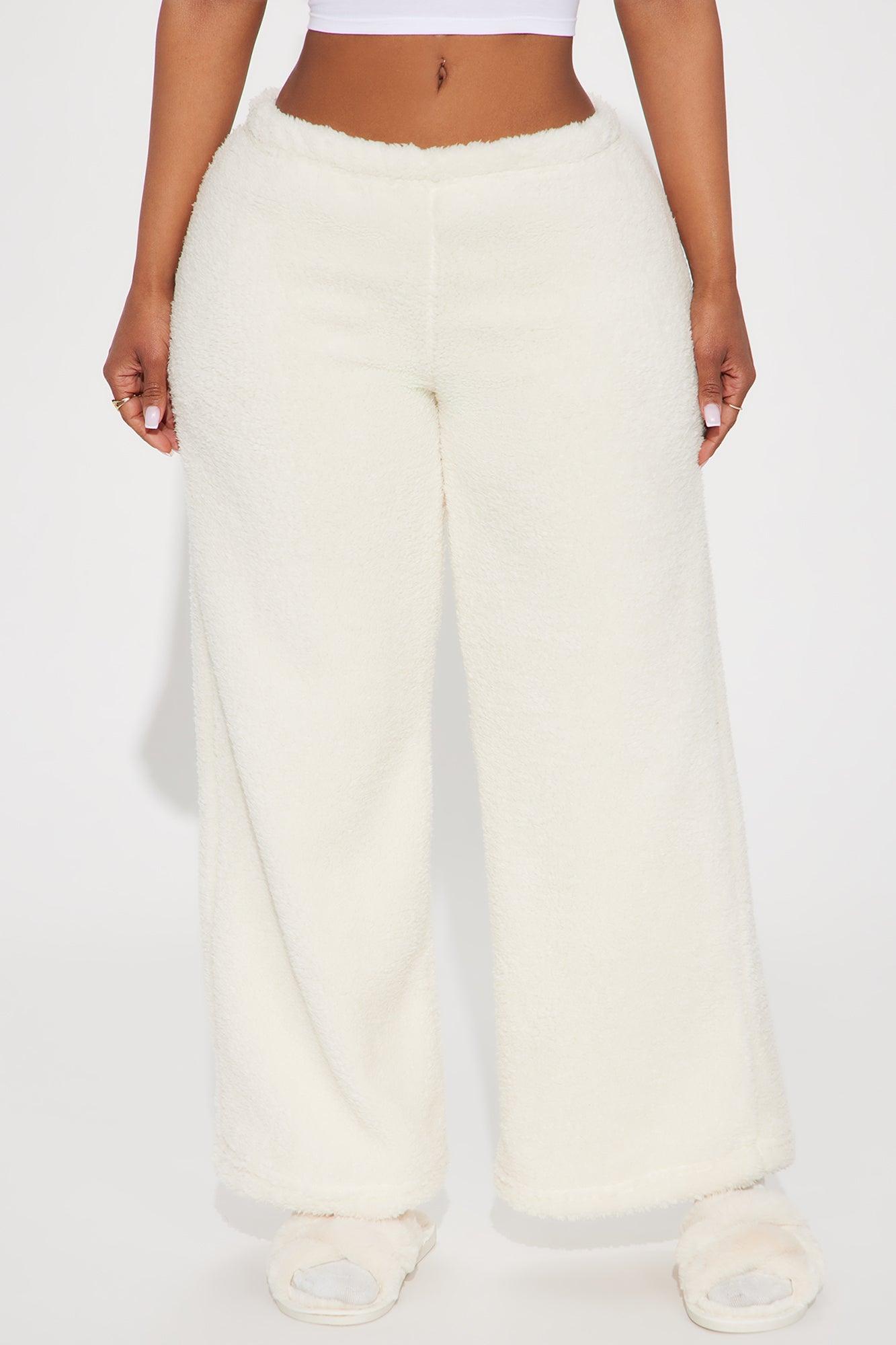 Snuggle Vibes Sherpa PJ Pants - Ivory Product Image