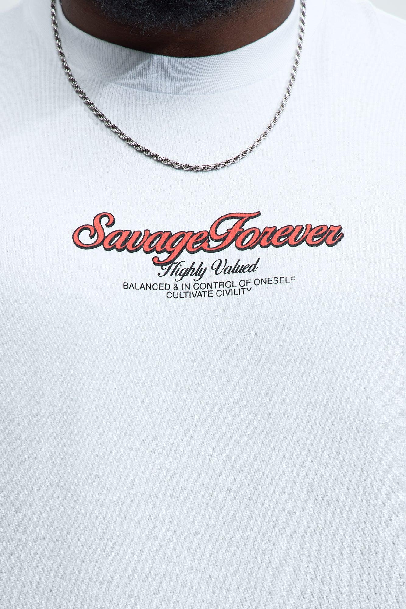Savage Forever Highly Valuable Short Sleeve Tee - White Product Image