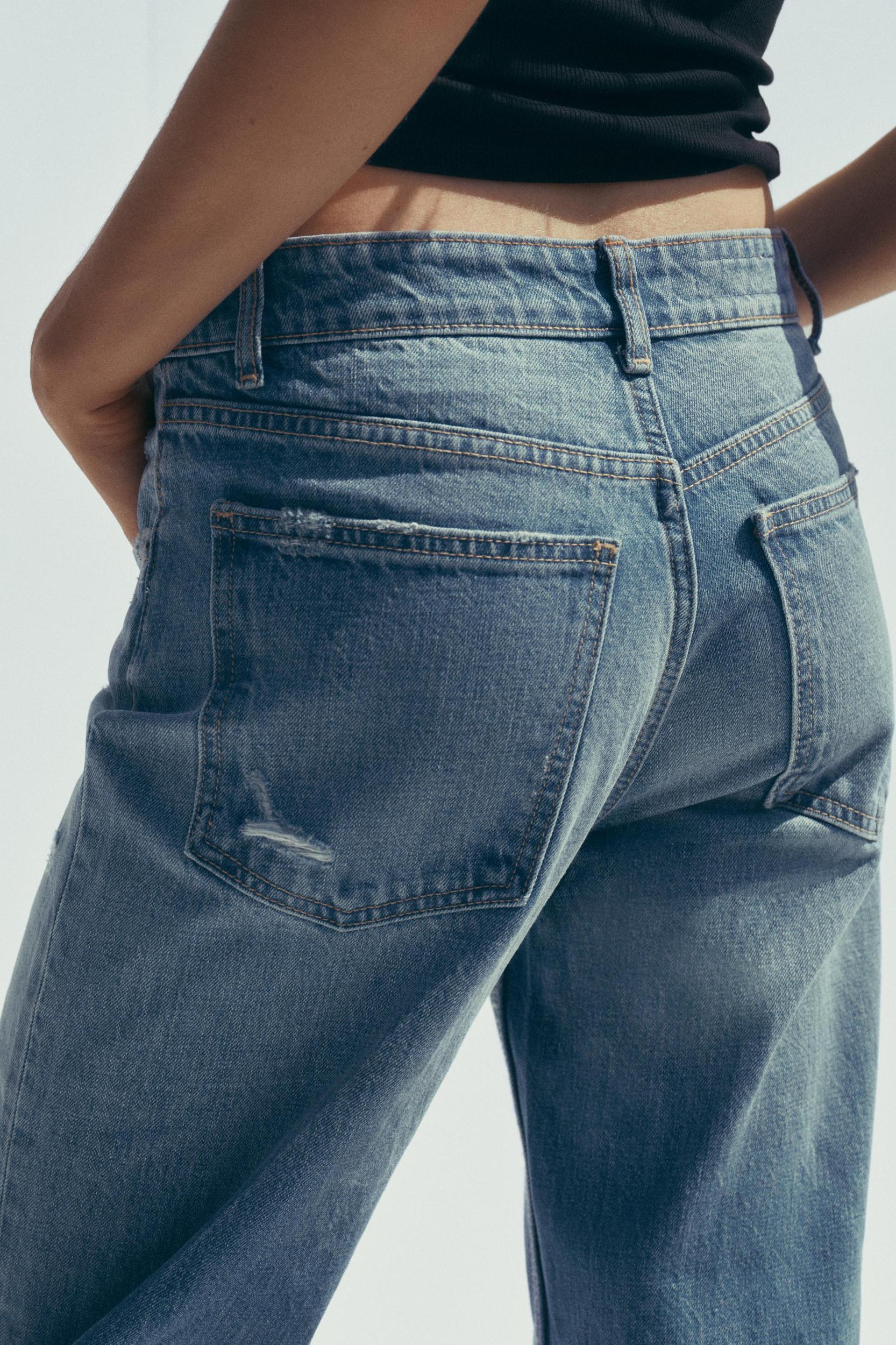 TRF MID-RISE RIPPED WIDE LEG JEANS Product Image