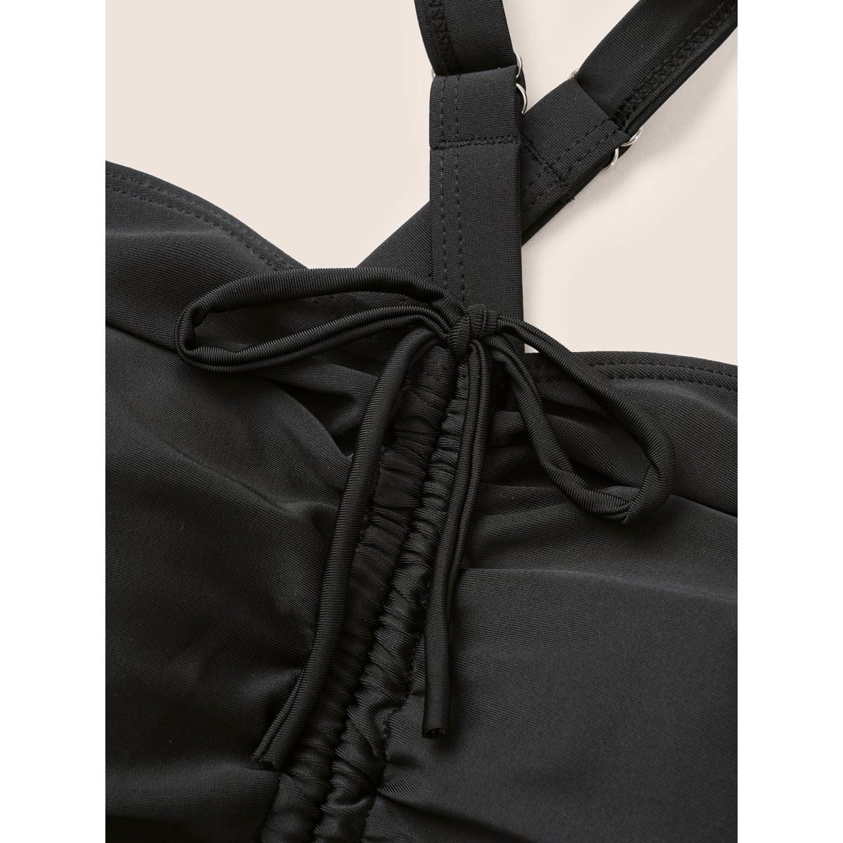 Mesh Adjustable Straps Plus Size Women Tropical Swim Dress Very Stretchy Bodycon Sleeveless V Neck Vacation Swim Dresses BloomChic Product Image