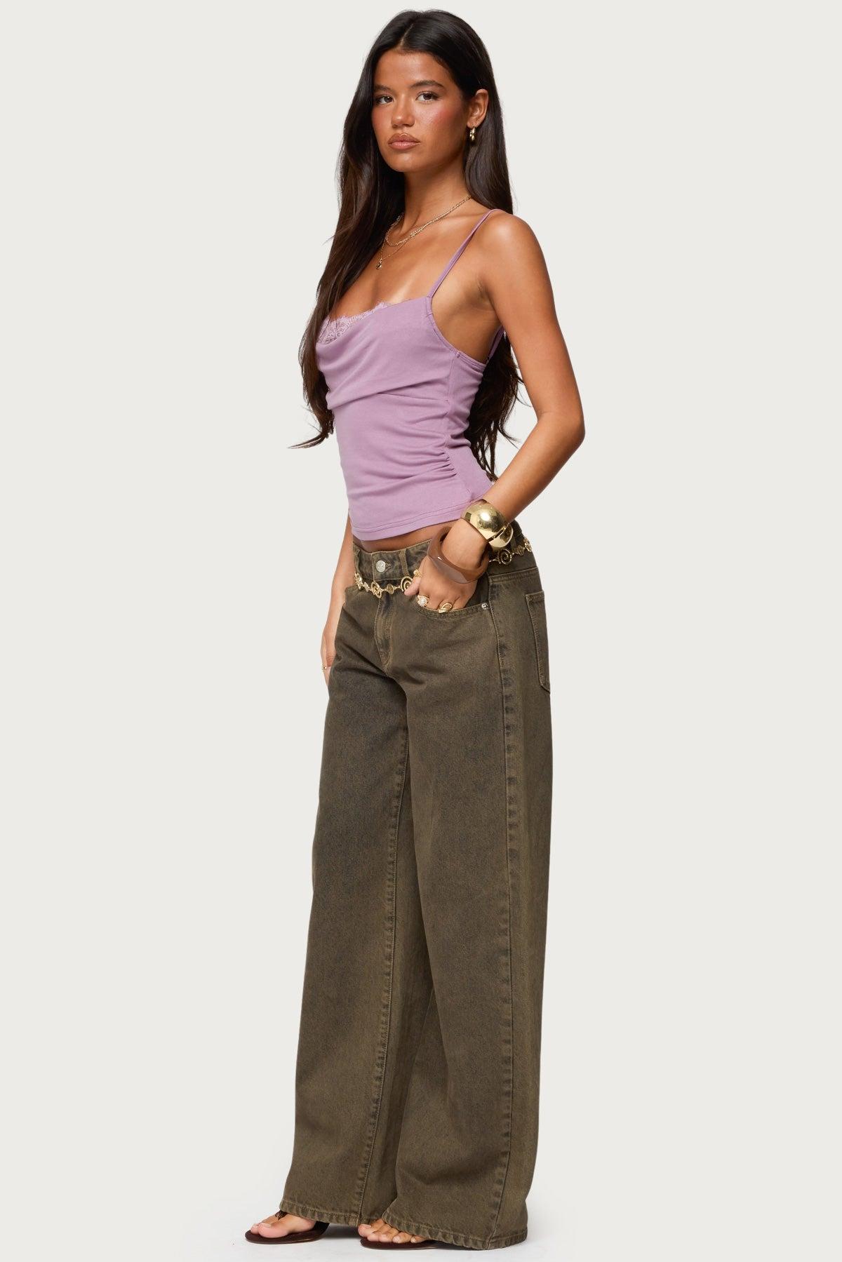 Bobbie Layered Lace Cowl Neck Top Product Image