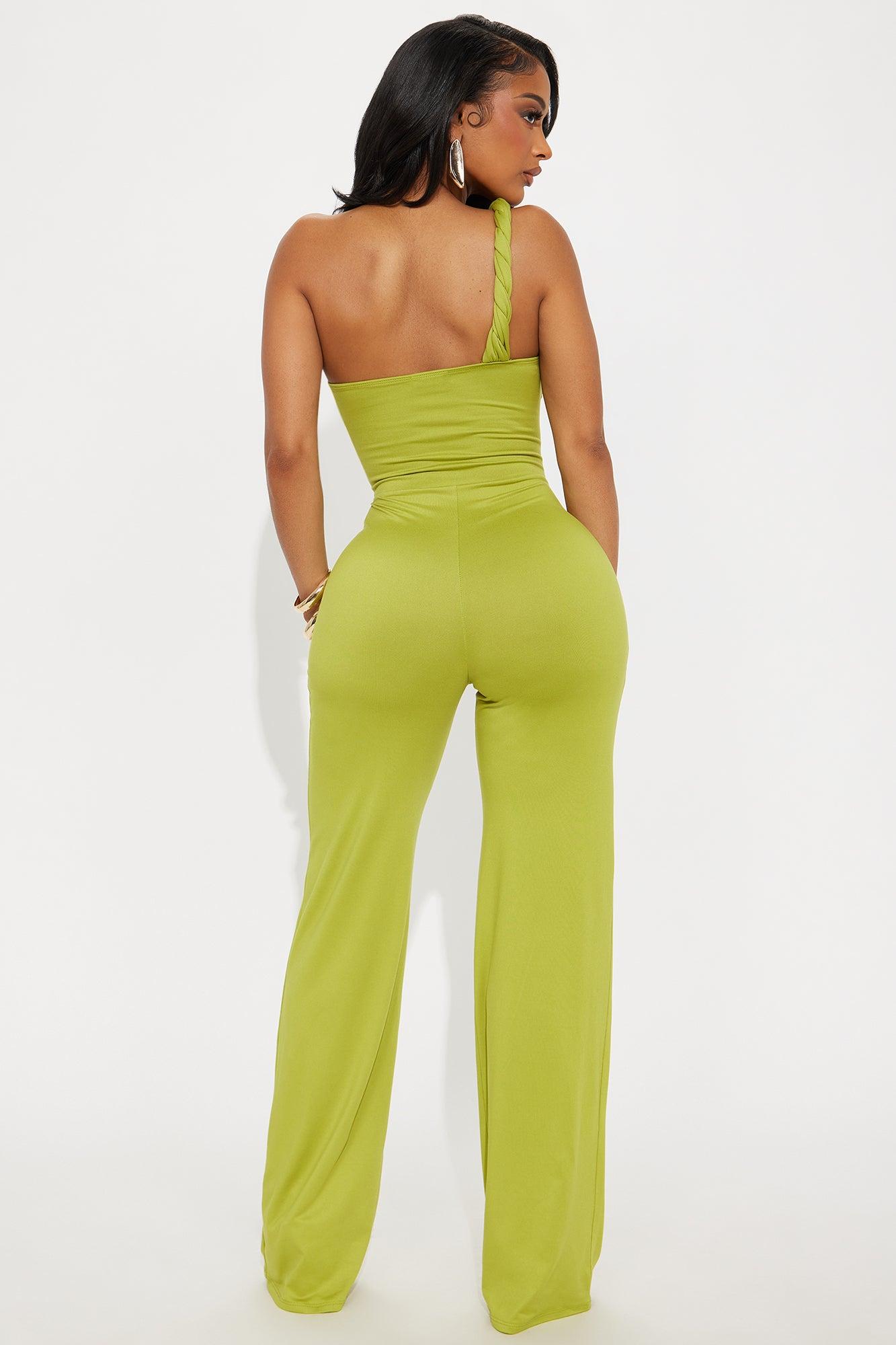 Brezzy Braided Cut Out Jumpsuit - Chartreuse Female Product Image