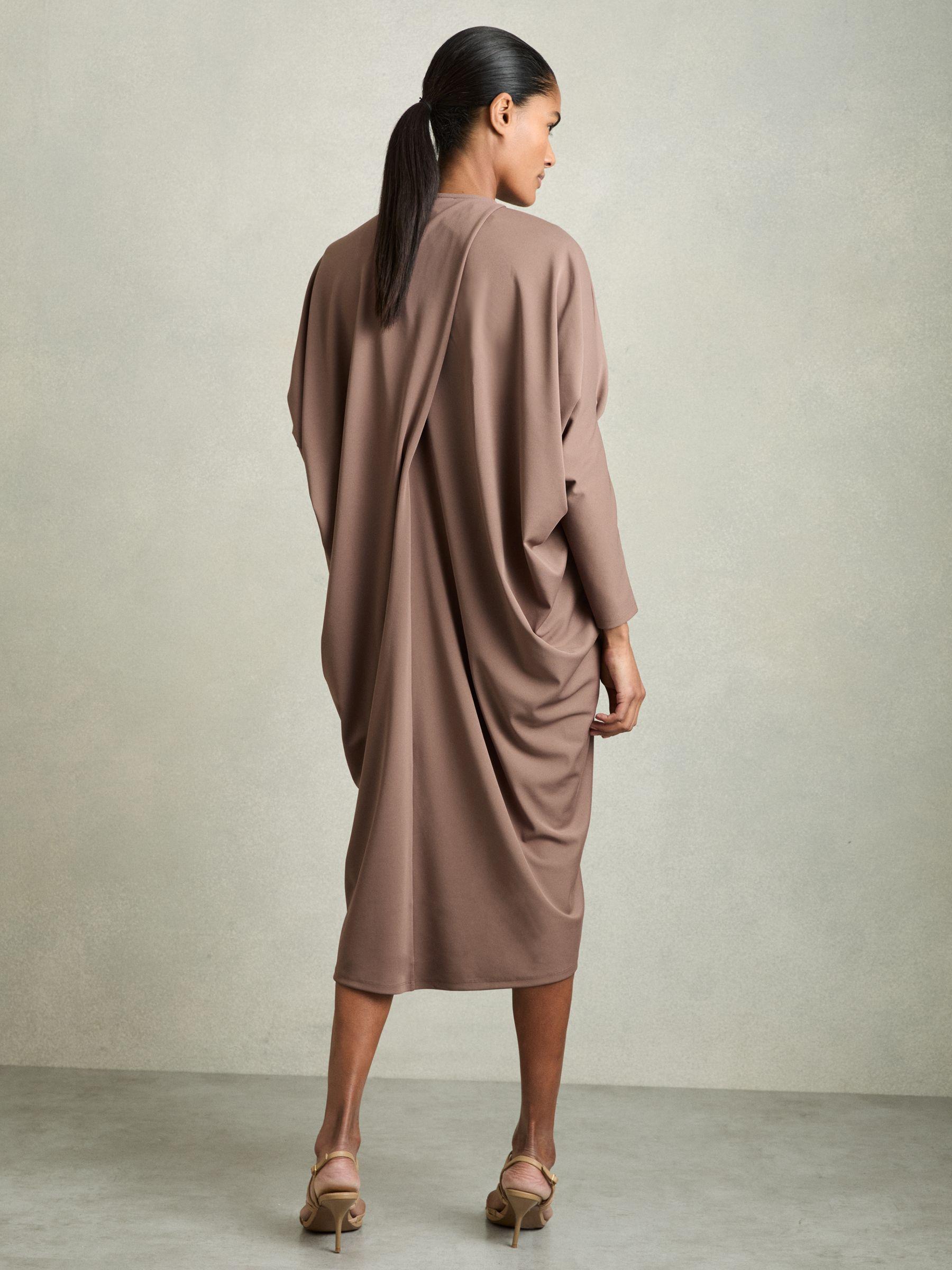 Draped Jersey Midi Dress in Mink Product Image