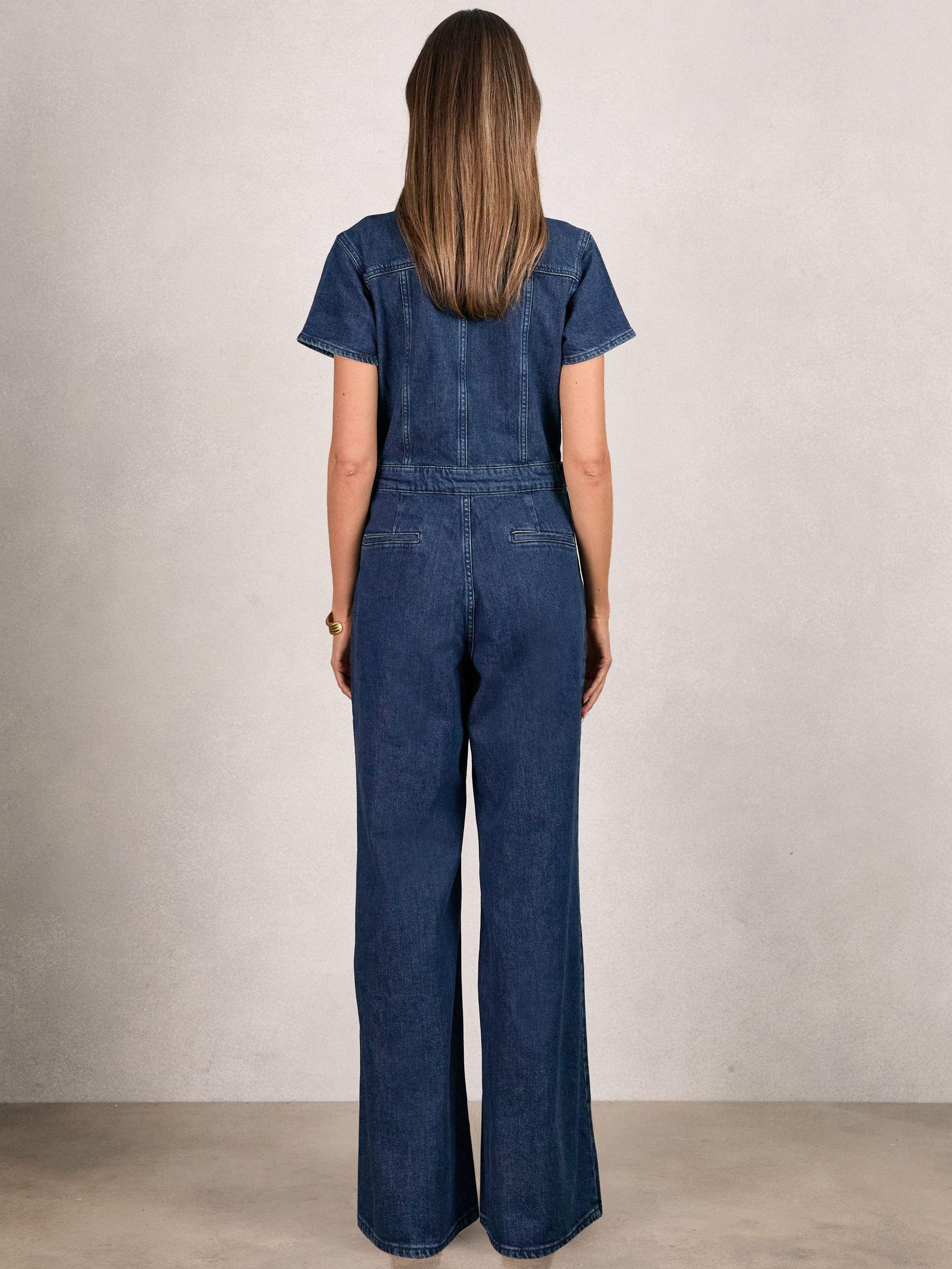 Good American Wide-Leg Denim Jumpsuit in Dark Indigo Product Image