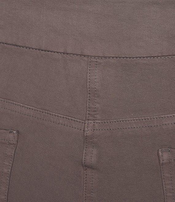 Multiples Plus Size Solid Garment Dyed Straight Leg Fringe Hem Pull-On Ankle Pants Product Image