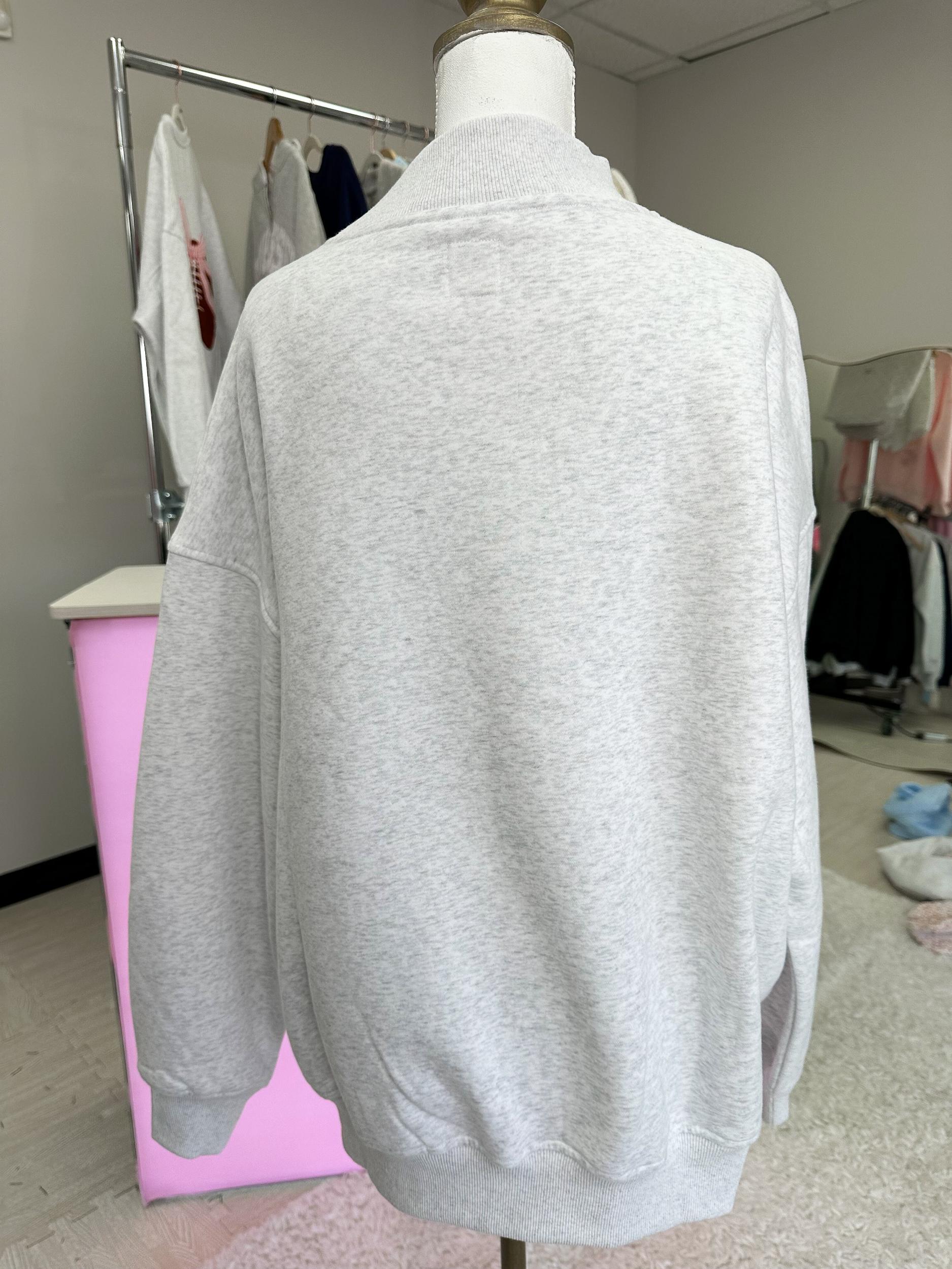 Pearl Grey Lucky You 8 Ball Mockneck Embroider Sweatshirt Product Image