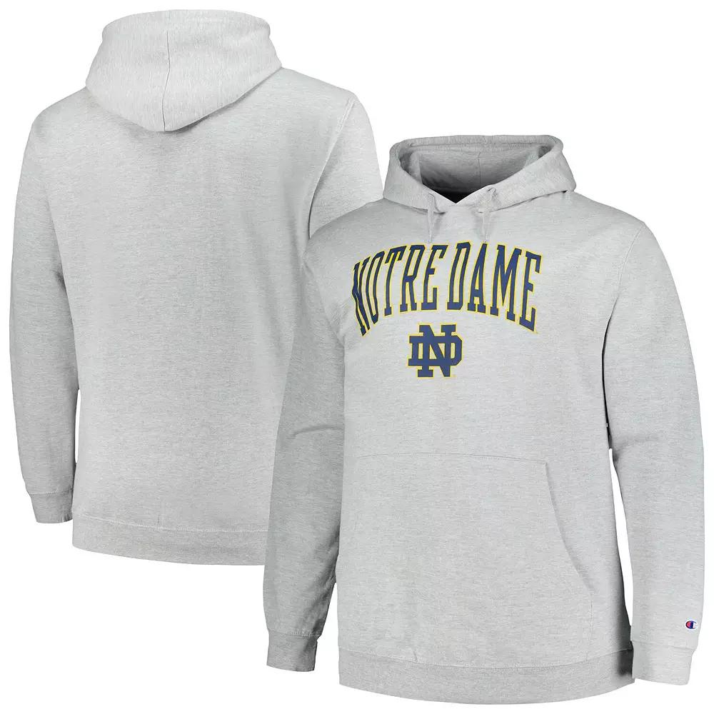 Men's Champion Heather Gray Notre Dame Fighting Irish Big & Tall Arch Over Logo Powerblend Pullover Hoodie, Size: 2XB, Grey Product Image