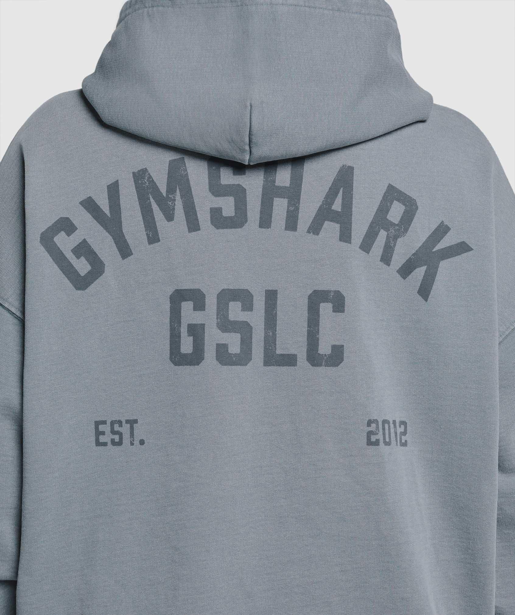 Gymshark GSLC Graphic Oversized Hoodie   - Iron Blue Female Product Image