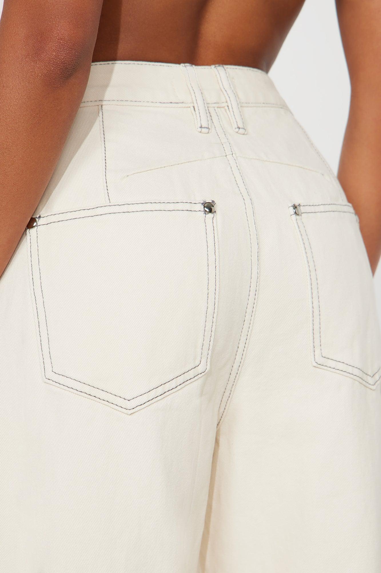 Natural State Loose Tapered Jeans - Cream Female Product Image