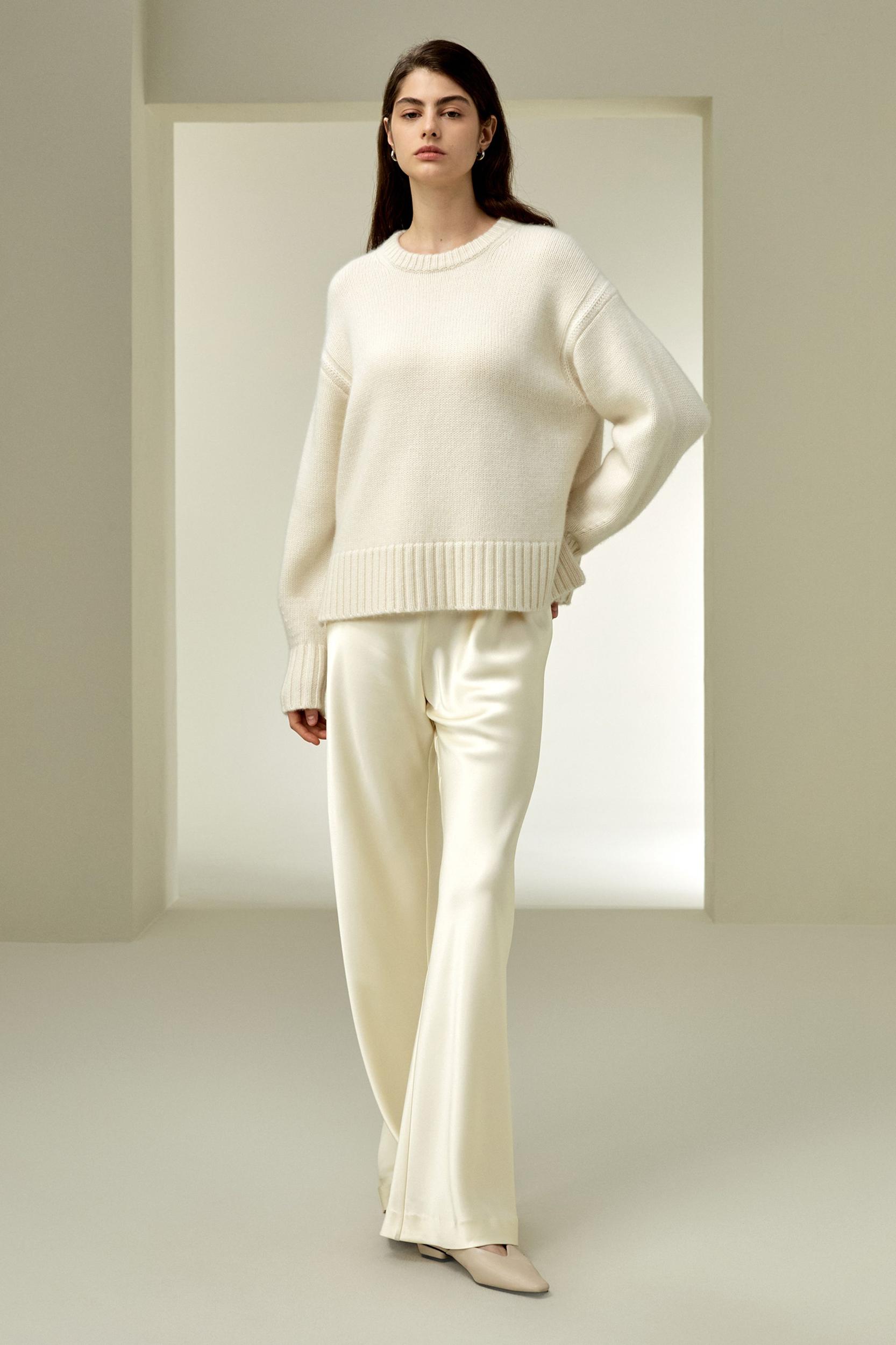 Boxy Crewneck Cashmere Sweater Product Image