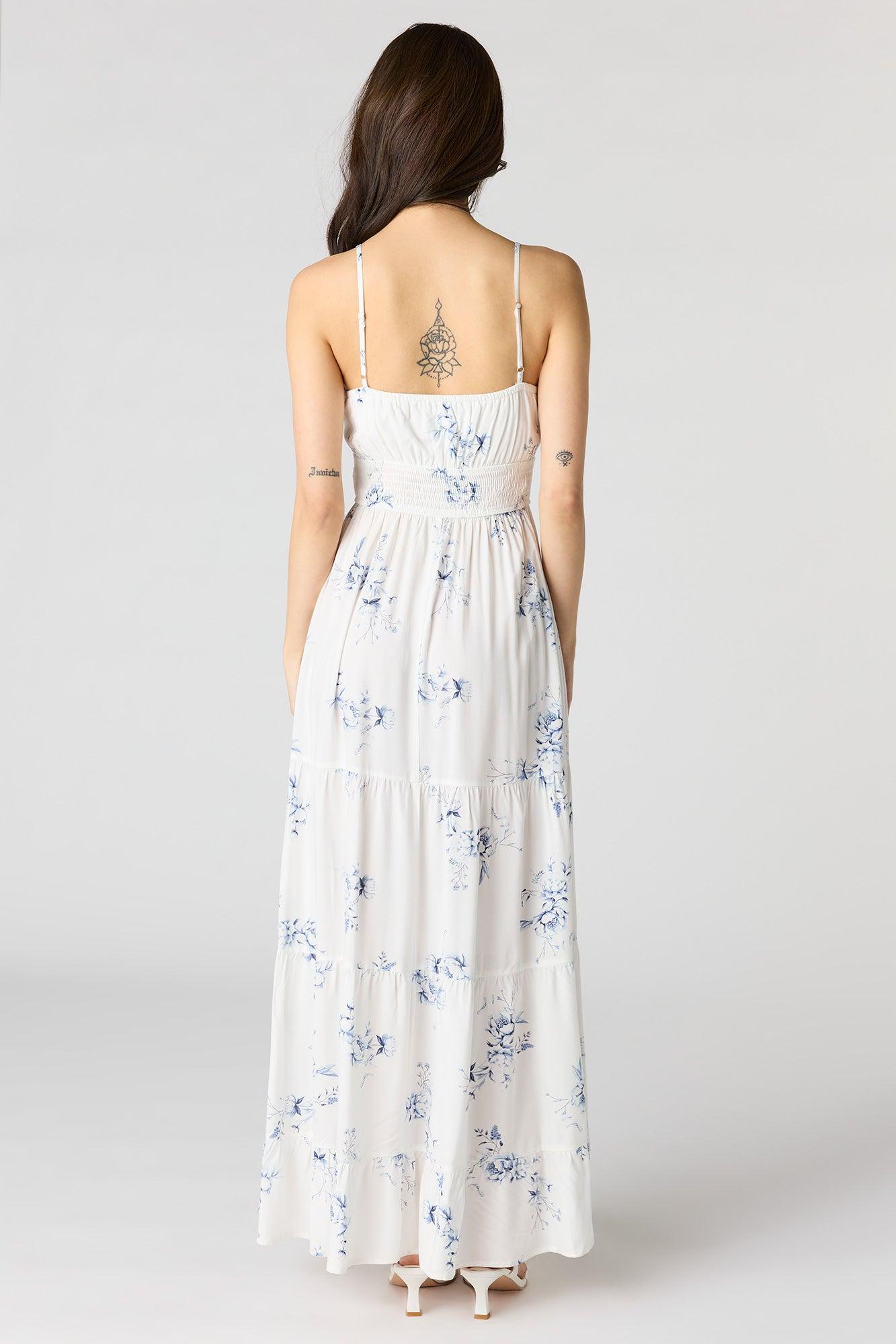 Floral Bow Front Tiered Maxi Dress Female Product Image