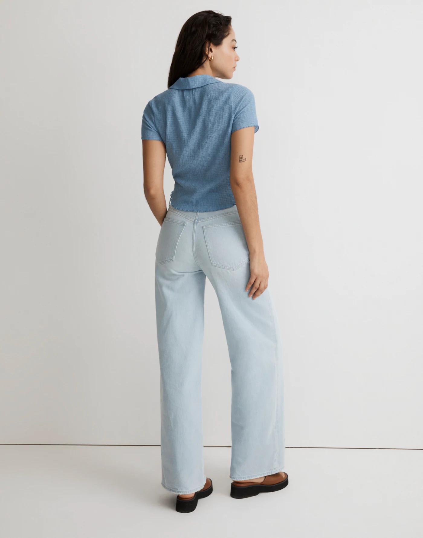 Crinkle Polo Crop Tee Product Image