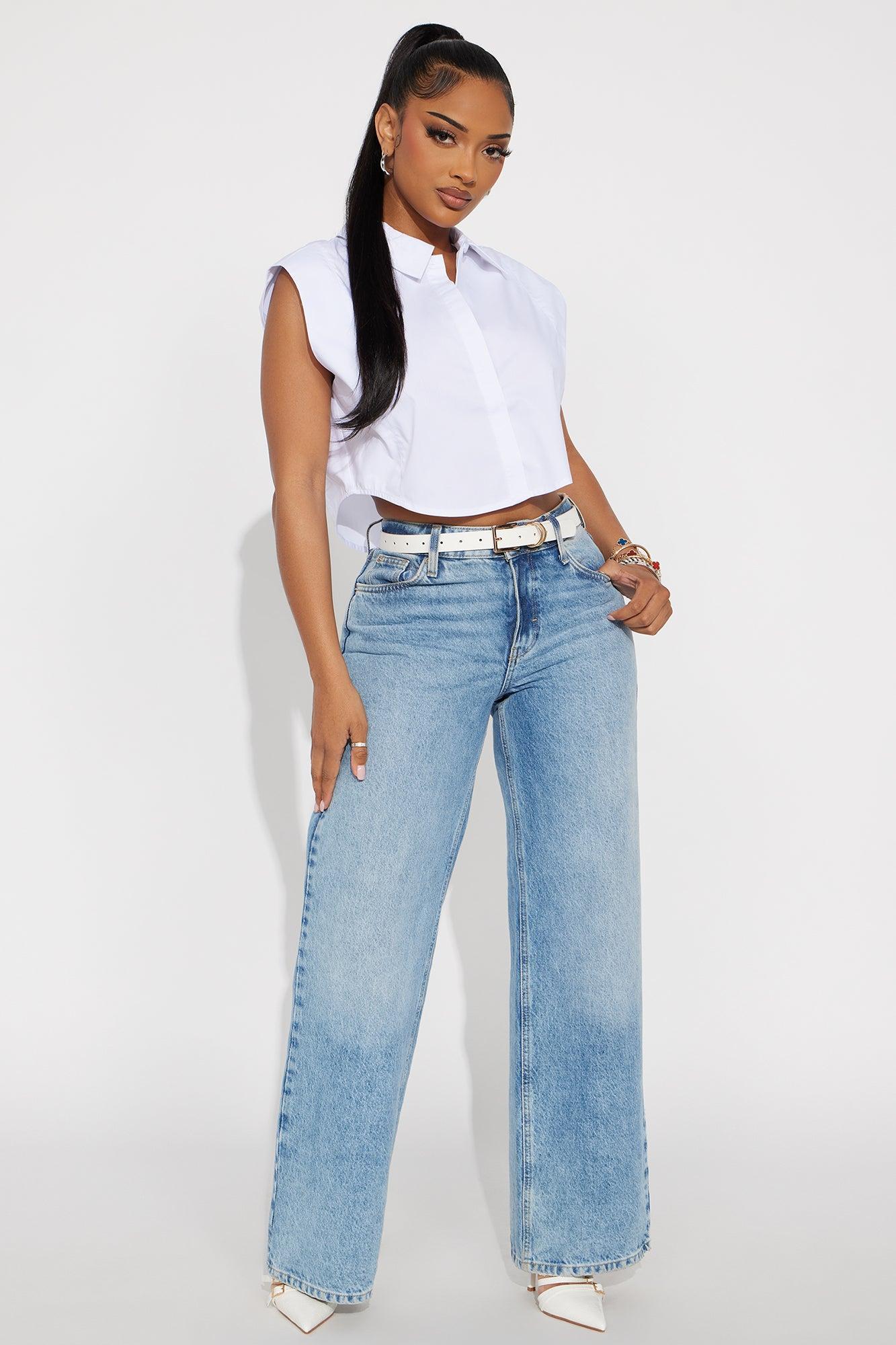 Dream Of Me Lace Up Poplin Top - White Female Product Image