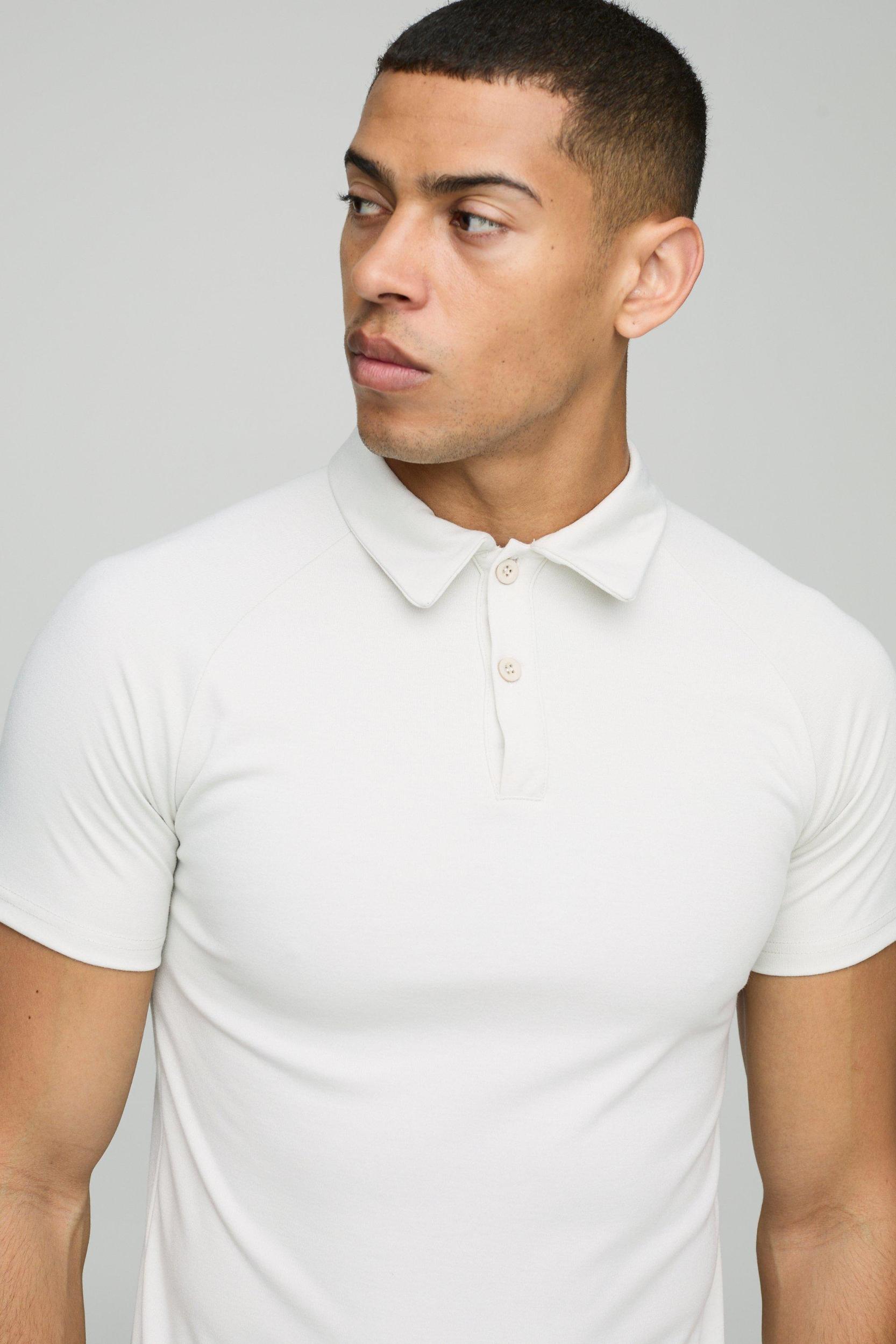 Heavy Weight Interlock Muscle Fit Polo | boohooMAN USA Product Image