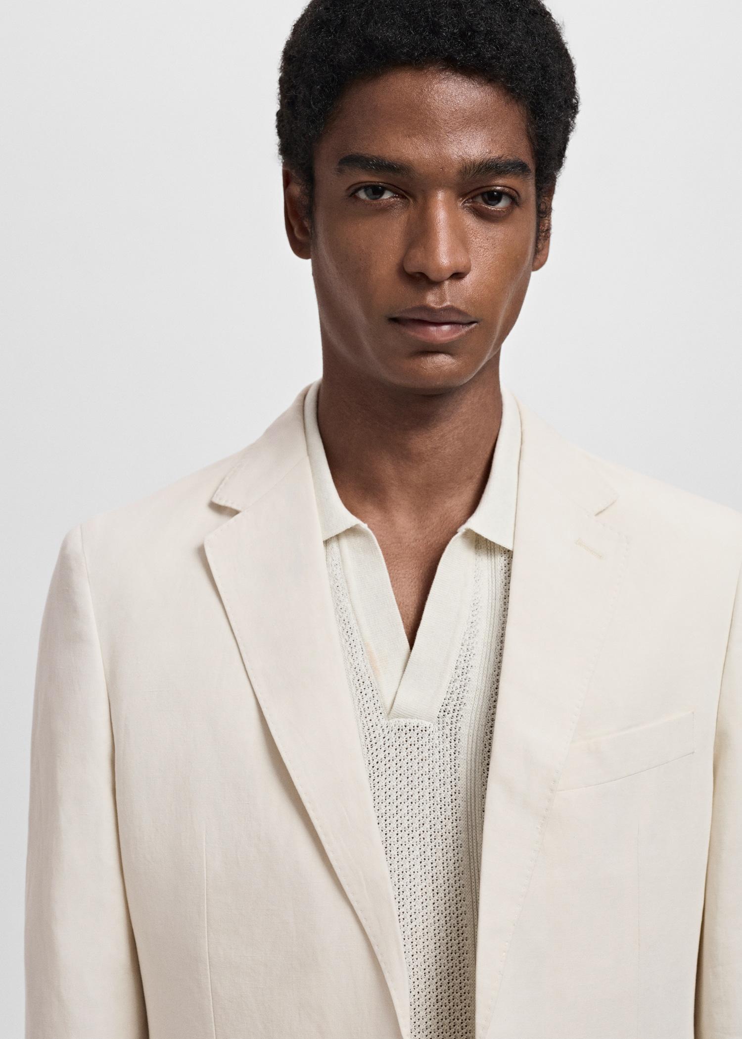 Slim-fit suit blazer made from a linen-lyocell blend - Men | MANGO USA Product Image