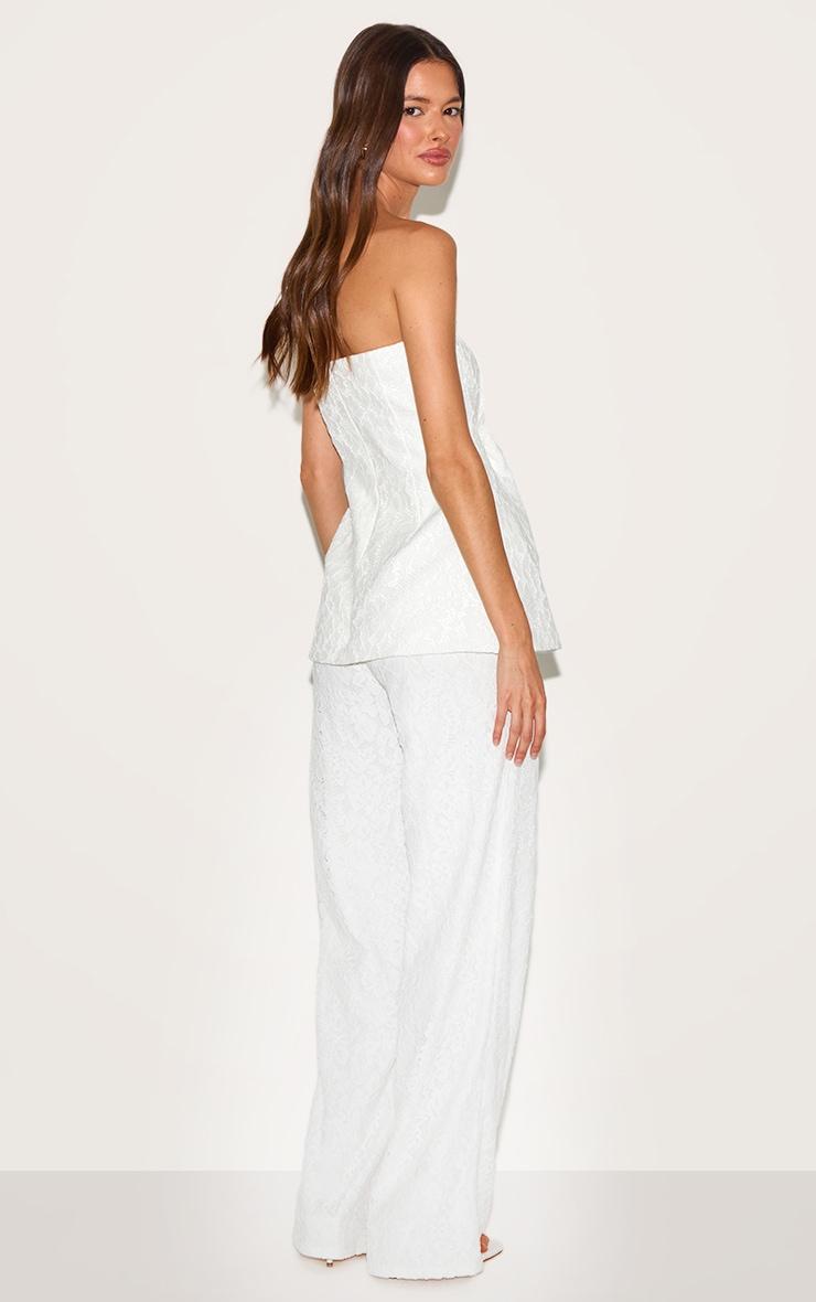White Lace Bandeau Overlay Straight Leg Jumpsuit Product Image