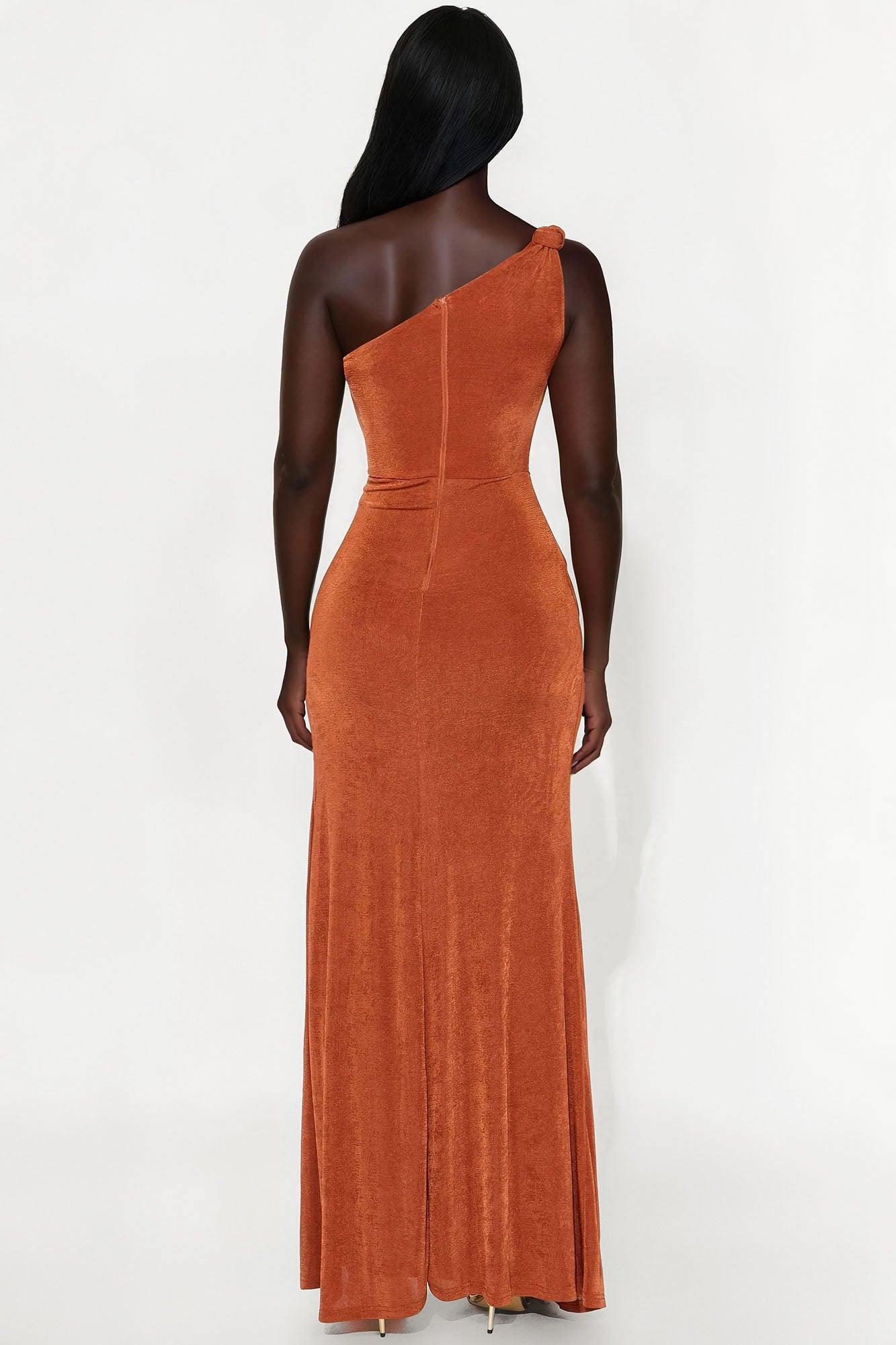Cecile Asymmetrical Maxi Dress - Cognac Female Product Image