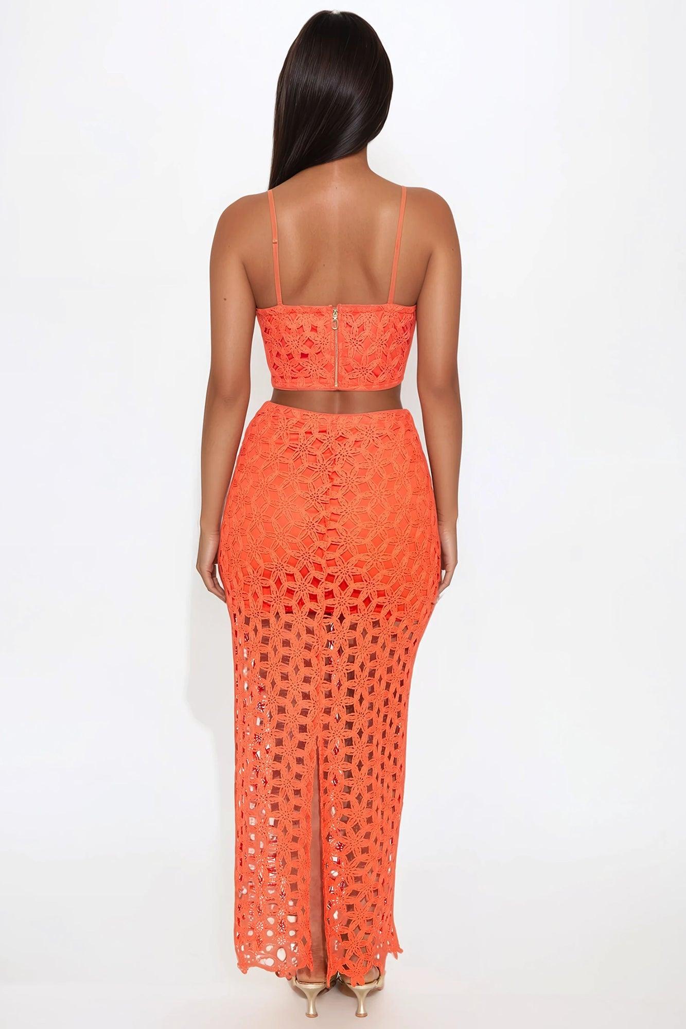 Carmen Crochet Maxi Skirt Set - Orange Product Image