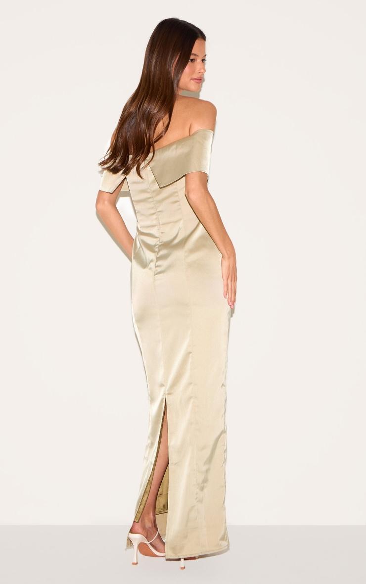 Sage Bridesmaid Bardot Fold Over Sleeveless Maxi Dress Product Image