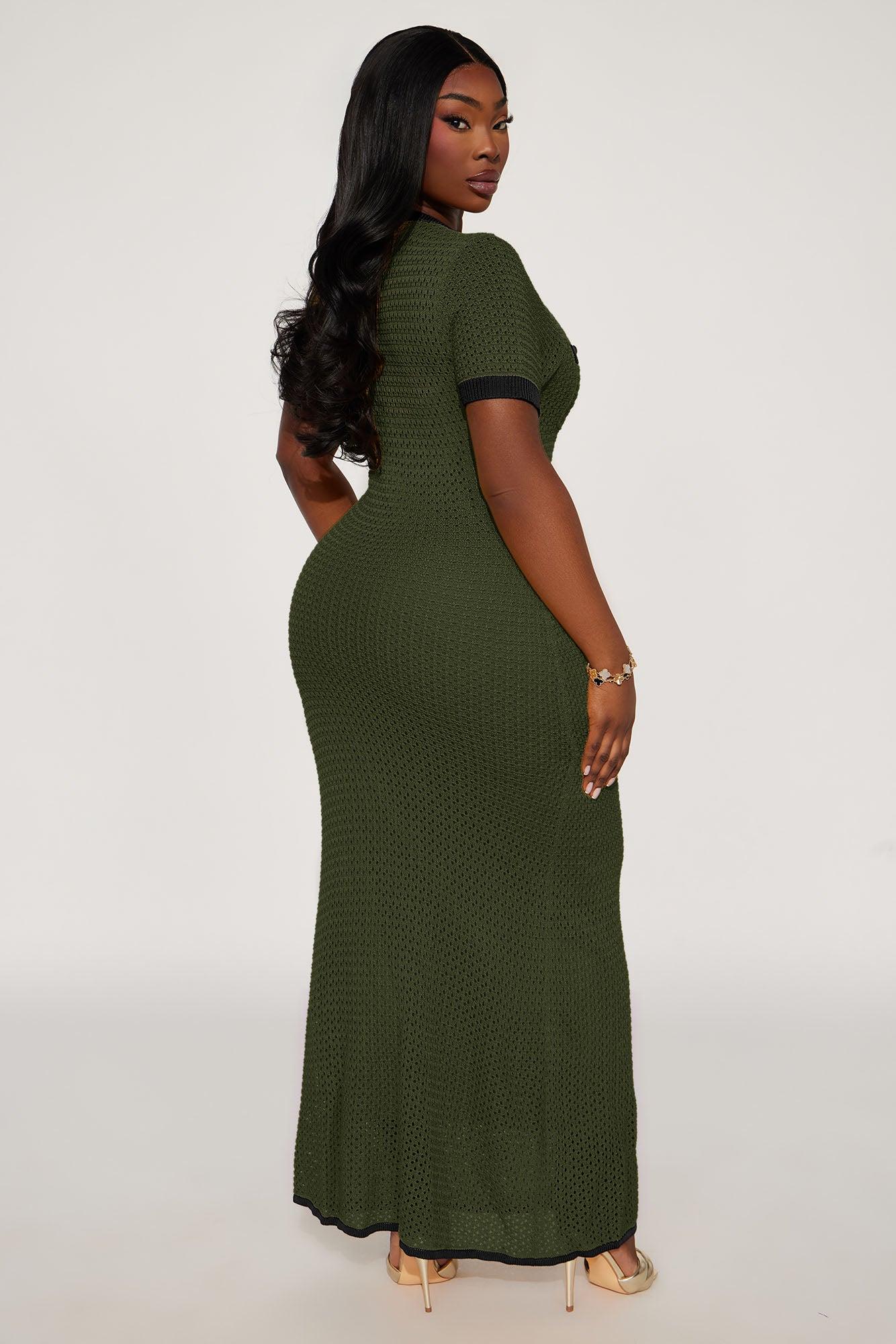 Elena Crochet Maxi Dress - Olive Female Product Image