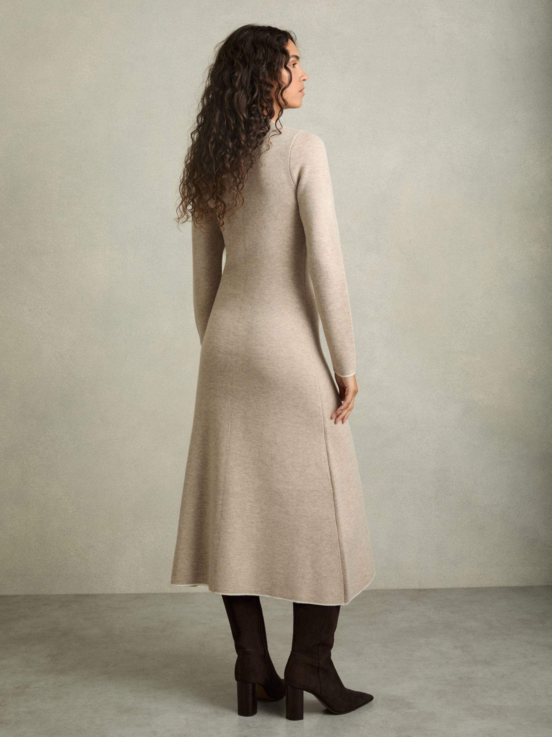 Knitted Mélange Midi Dress With Cashmere in Neutral Product Image