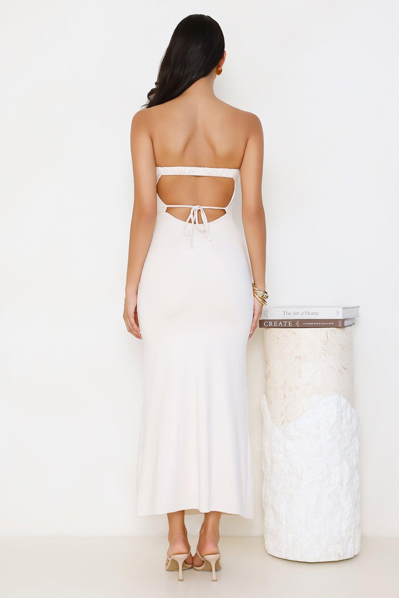 Simple Sunshine Strapless Maxi Dress Beige Product Image