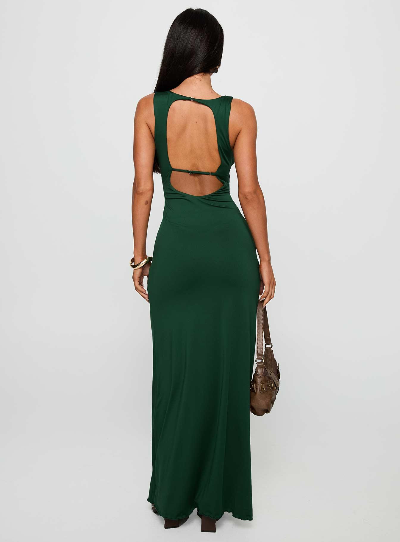 Frederica Plunge Maxi Dress Forest Green Product Image