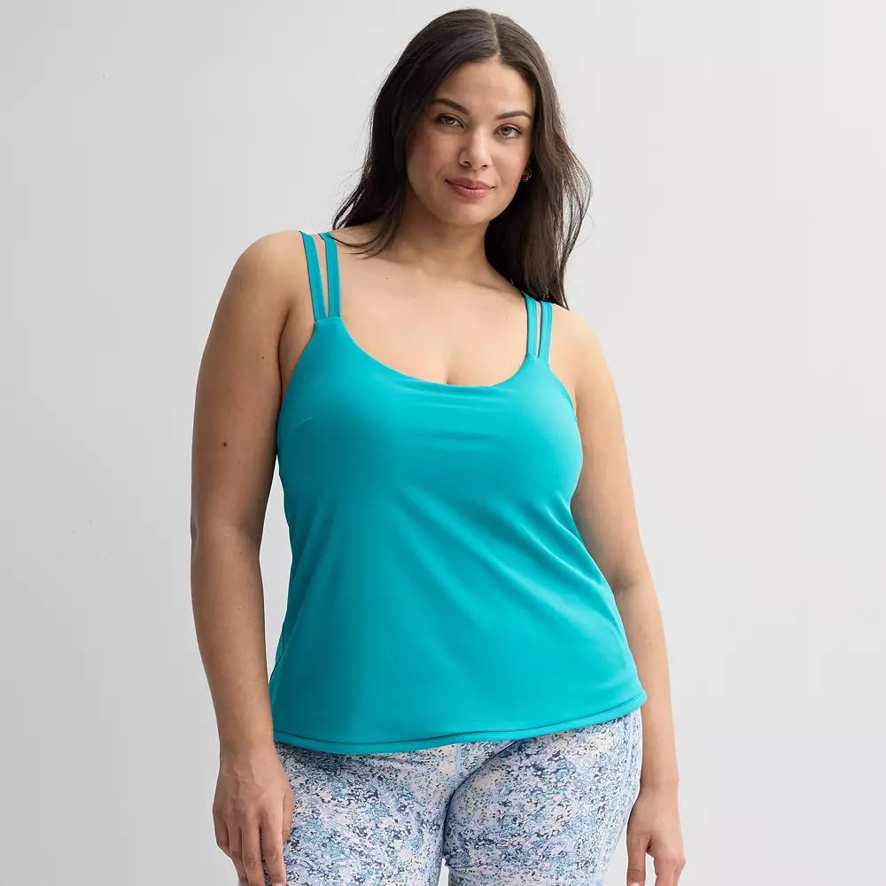Plus Size Tek Gear® Ultrastretch Strappy Bra Tank Top, Women's, Size: 4XL, Keilani Blue Product Image