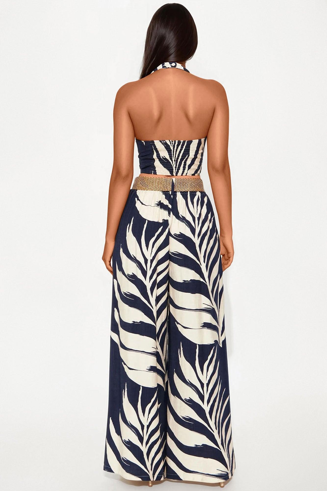 Isla Palms Wide Leg Pant Set - Navy Product Image