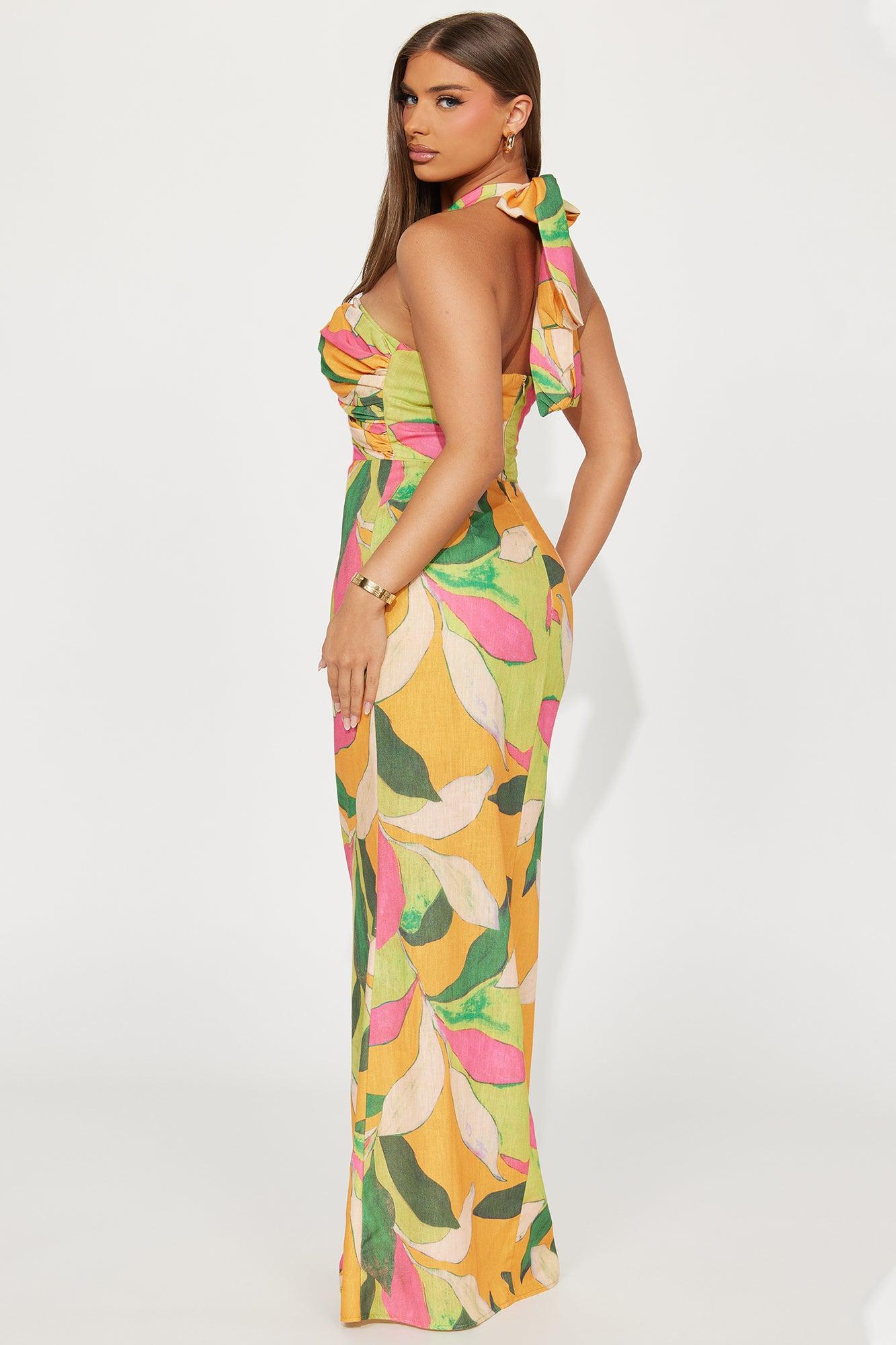 Jane Linen Maxi Dress - Lime Product Image