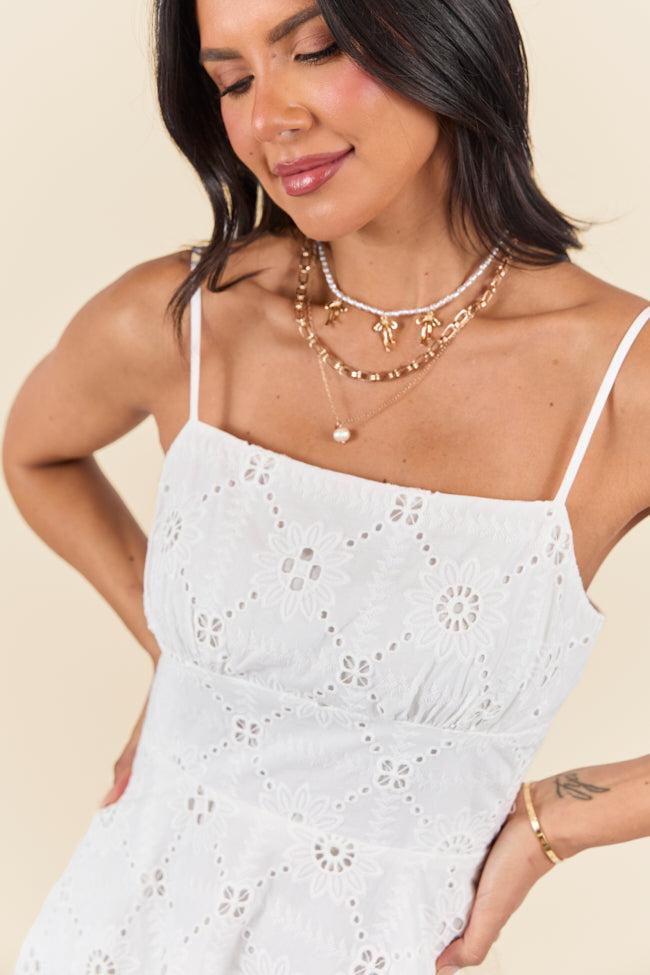 Short and Sweet White Eyelet Mini Dress FINAL SALE Product Image