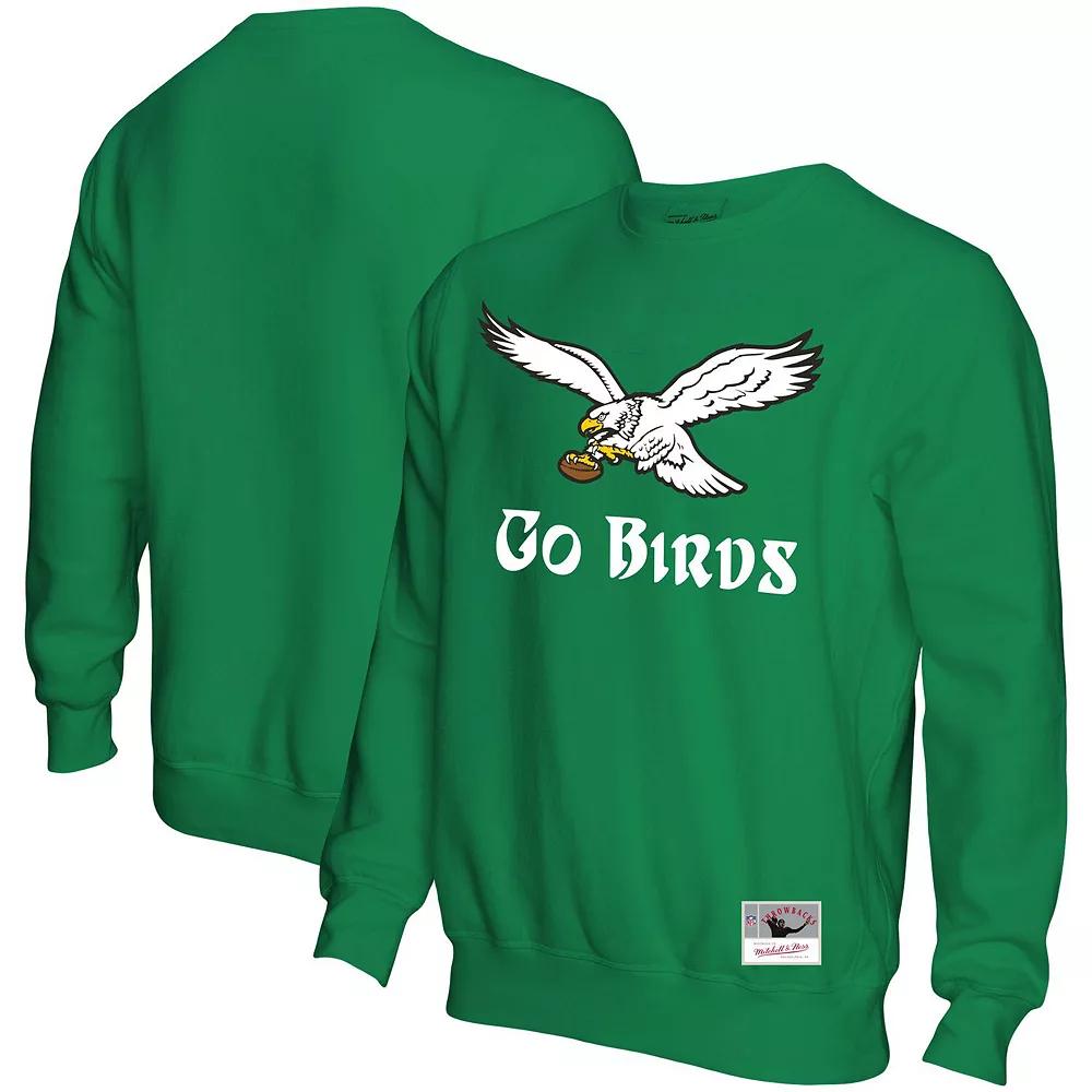 Men's Mitchell & Ness Kelly Green Philadelphia Eagles Go Birds Pullover Sweatshirt, Size: 2XL Product Image