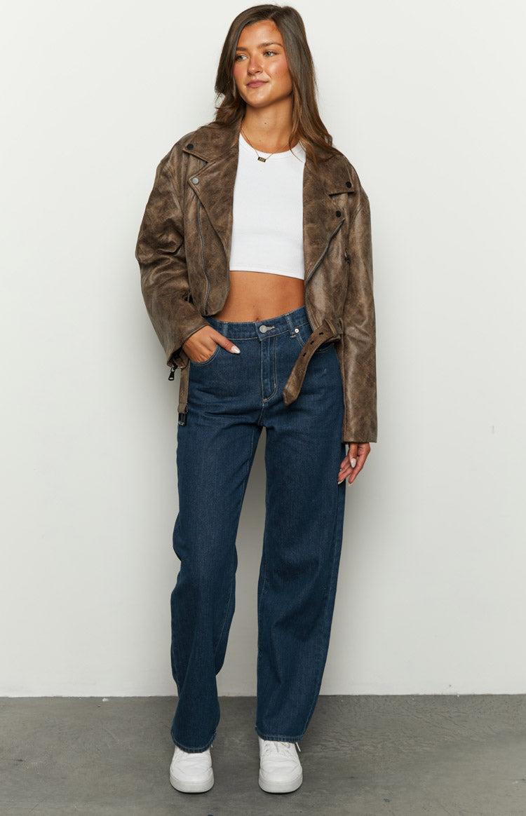 Abrand Kaley Slouch Blue Denim Jeans Product Image