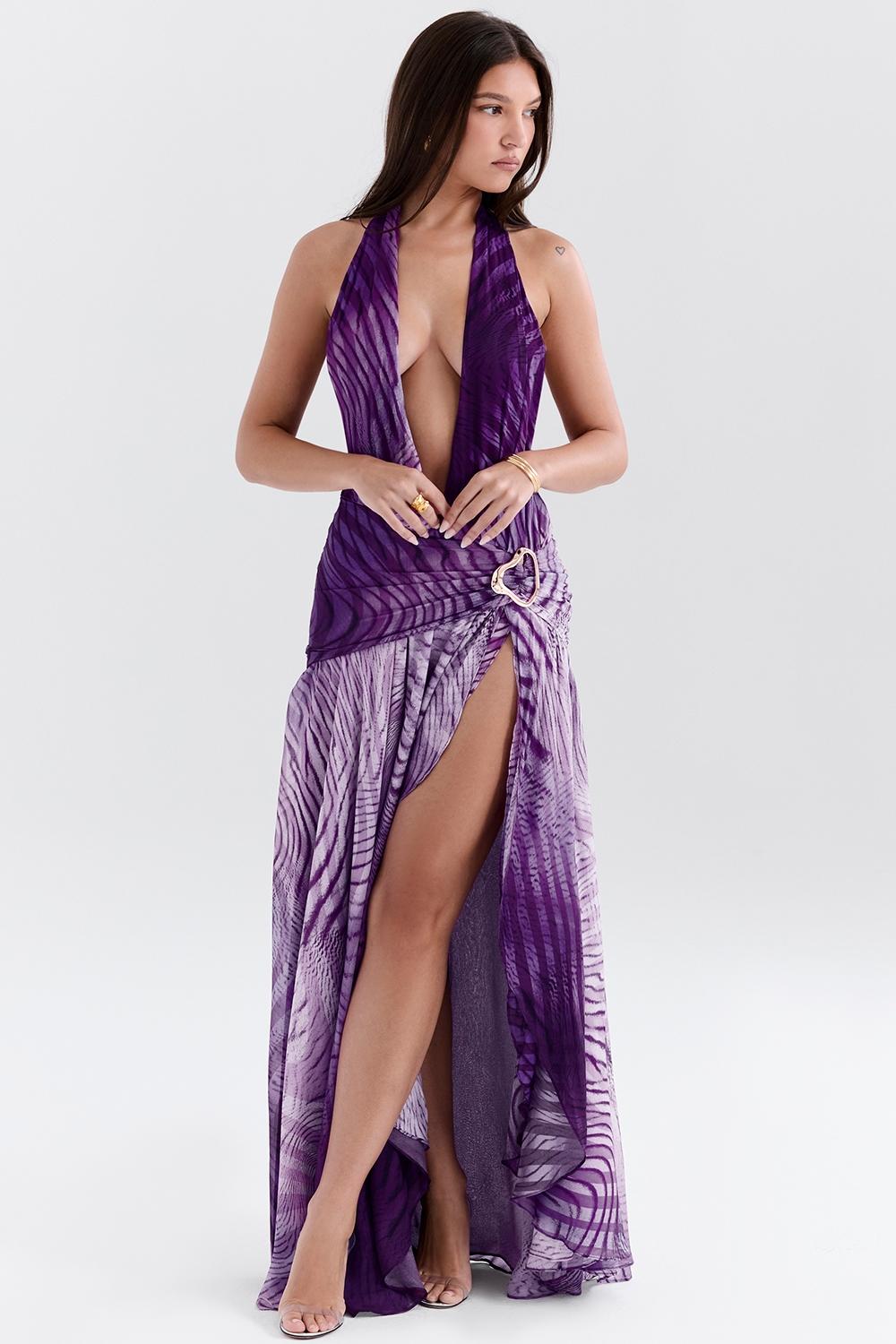 Olessia  orchid backless halter maxi dress Product Image