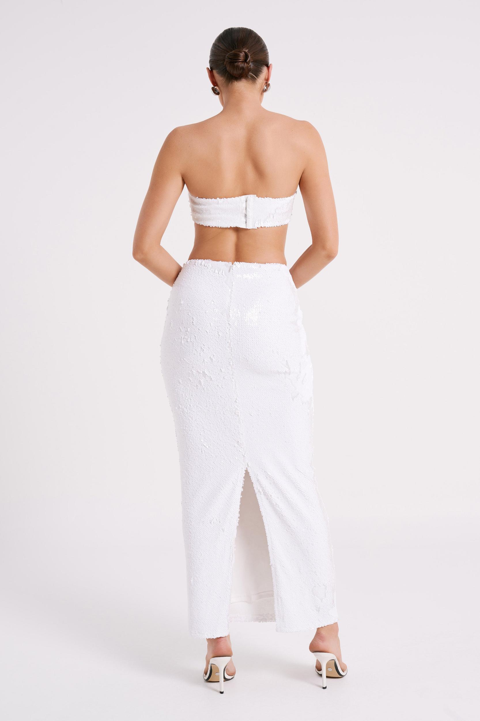 Cosette Sequin Maxi Skirt - White Product Image