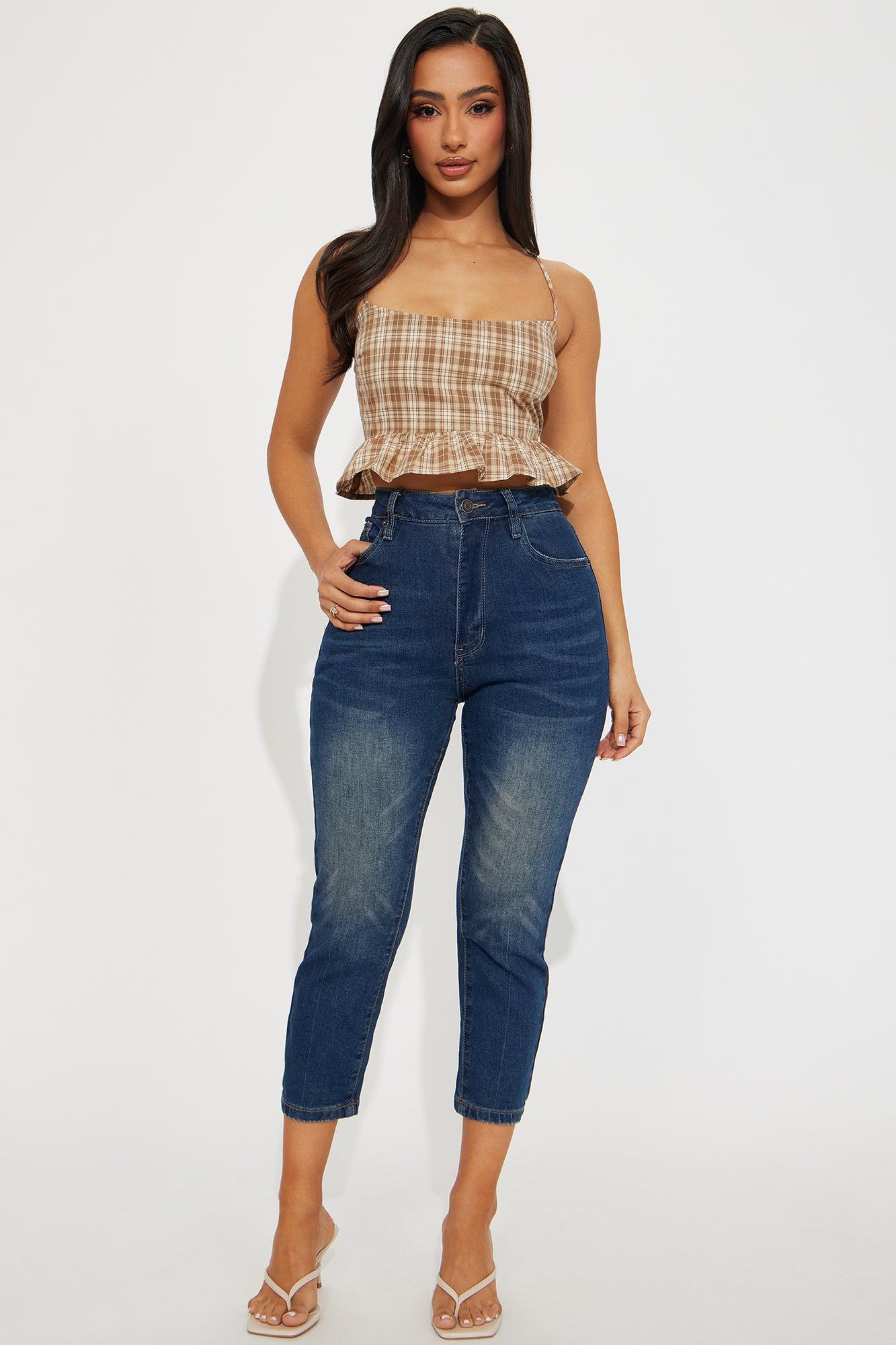 Loren Plaid Cropped Top - Taupe/combo Product Image